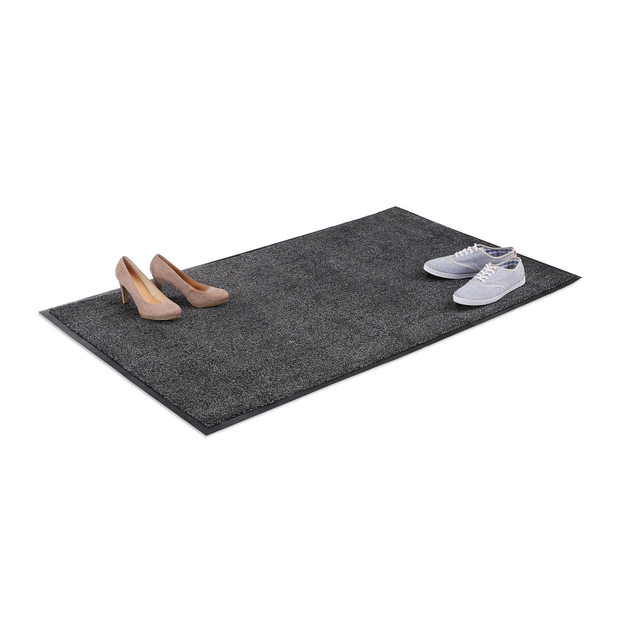 Relaxdays 10021902_759 Zerbino Asciugapassi, Tappeto da Ingresso, per Interni, Grande, Sottile, Nero-​Grigio, 90 x 150 cm