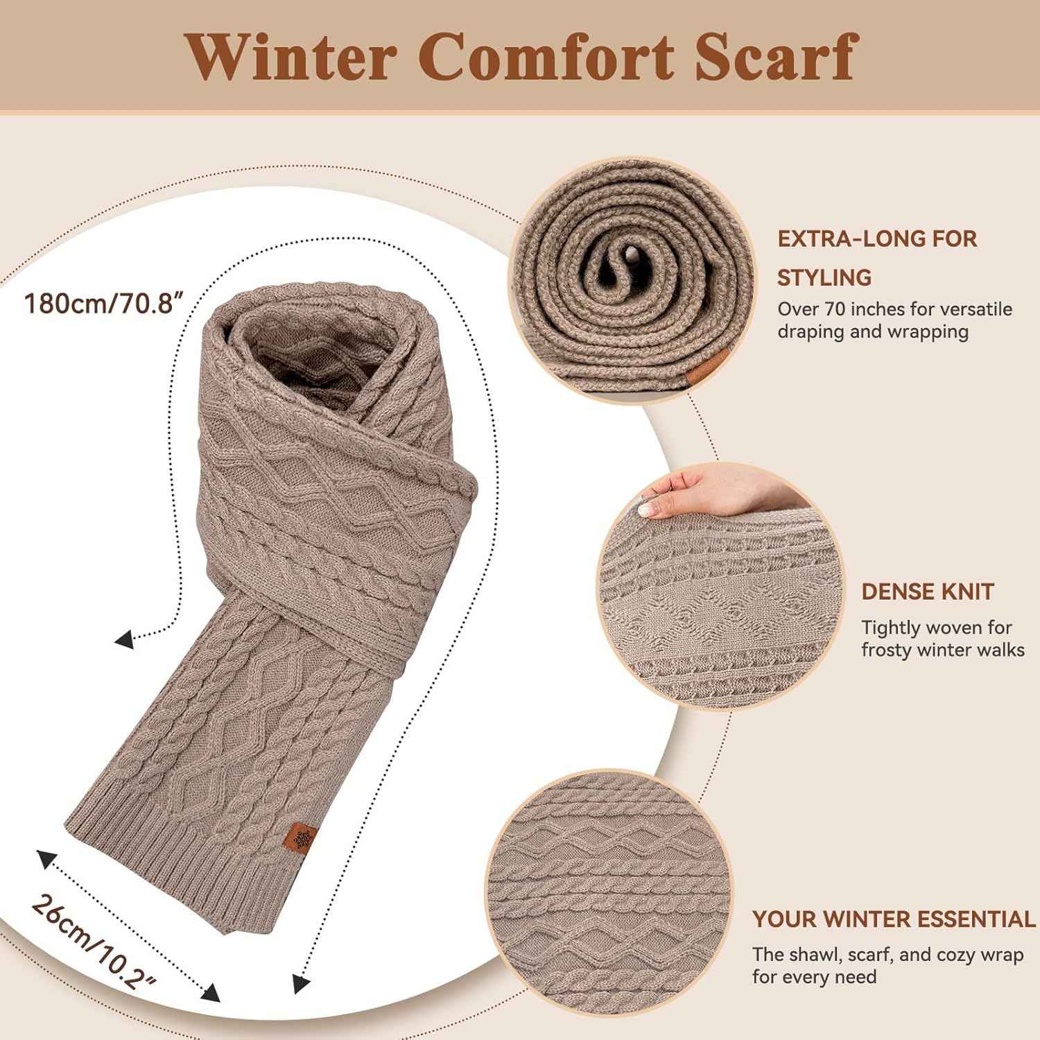 QUIRAI Winter Hat Gloves Scarf Set Women,Fleece Lined Beanie with Pom,Scarf Touchscreen Gloves,Valentine's Day Gifts for Her - Image 4