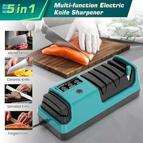 Miniatura 3 de Afilador de cuchillos eléctrico 5 en 1, verde