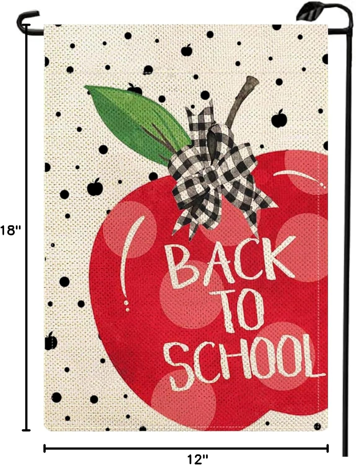 Back to School Apple Garden Flag 12x18 Inch Double Sided Polka Dot Welcome First Day to School Farmhouse Lawn Outdoor Small Flags Outside Decorations For Yard BTS02 image 2