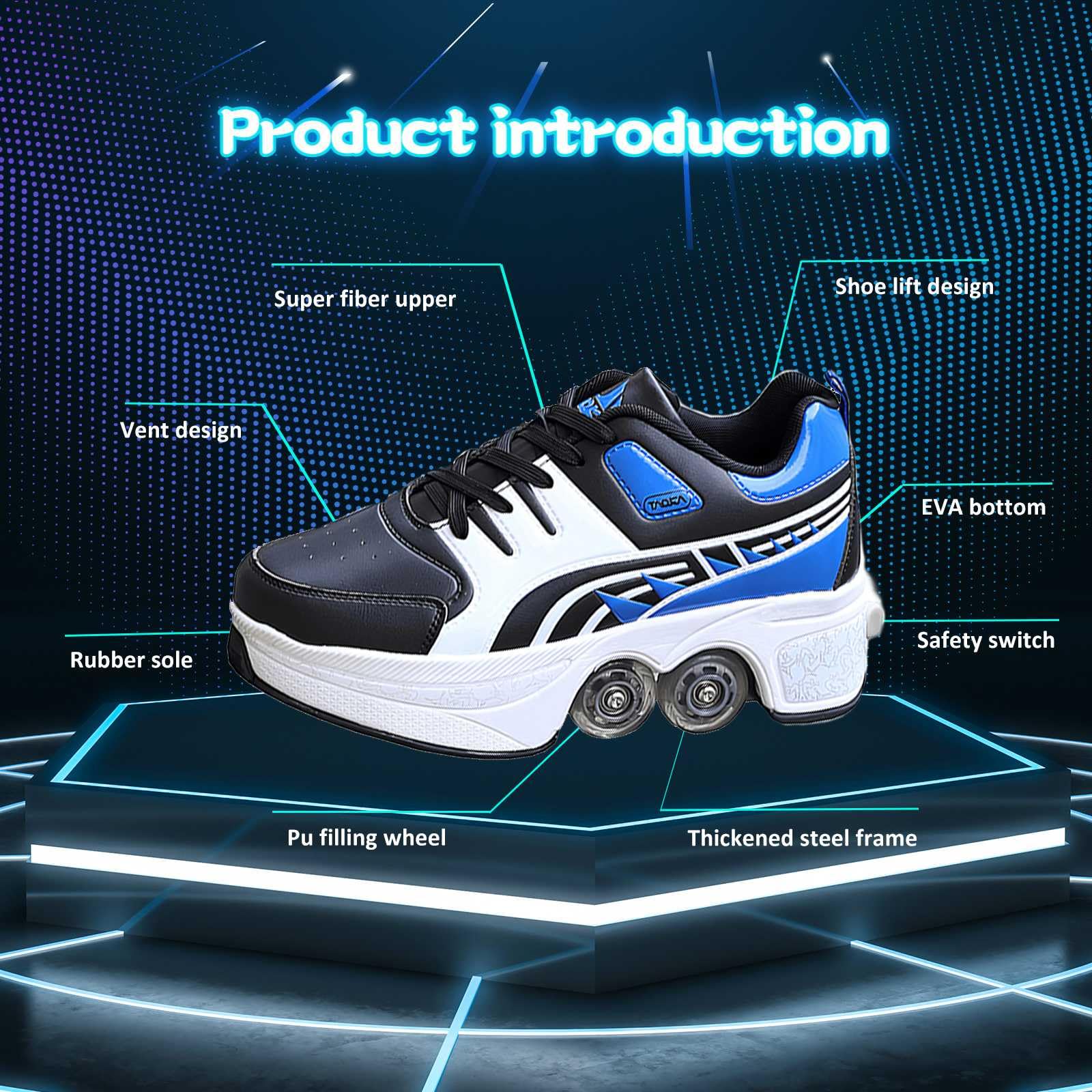 Scarpe Con Pattini A Rotelle LDTXH - 2 In 1, Multifunzionali, Per Adulti Unisex, Taglia 37 - Foto 2