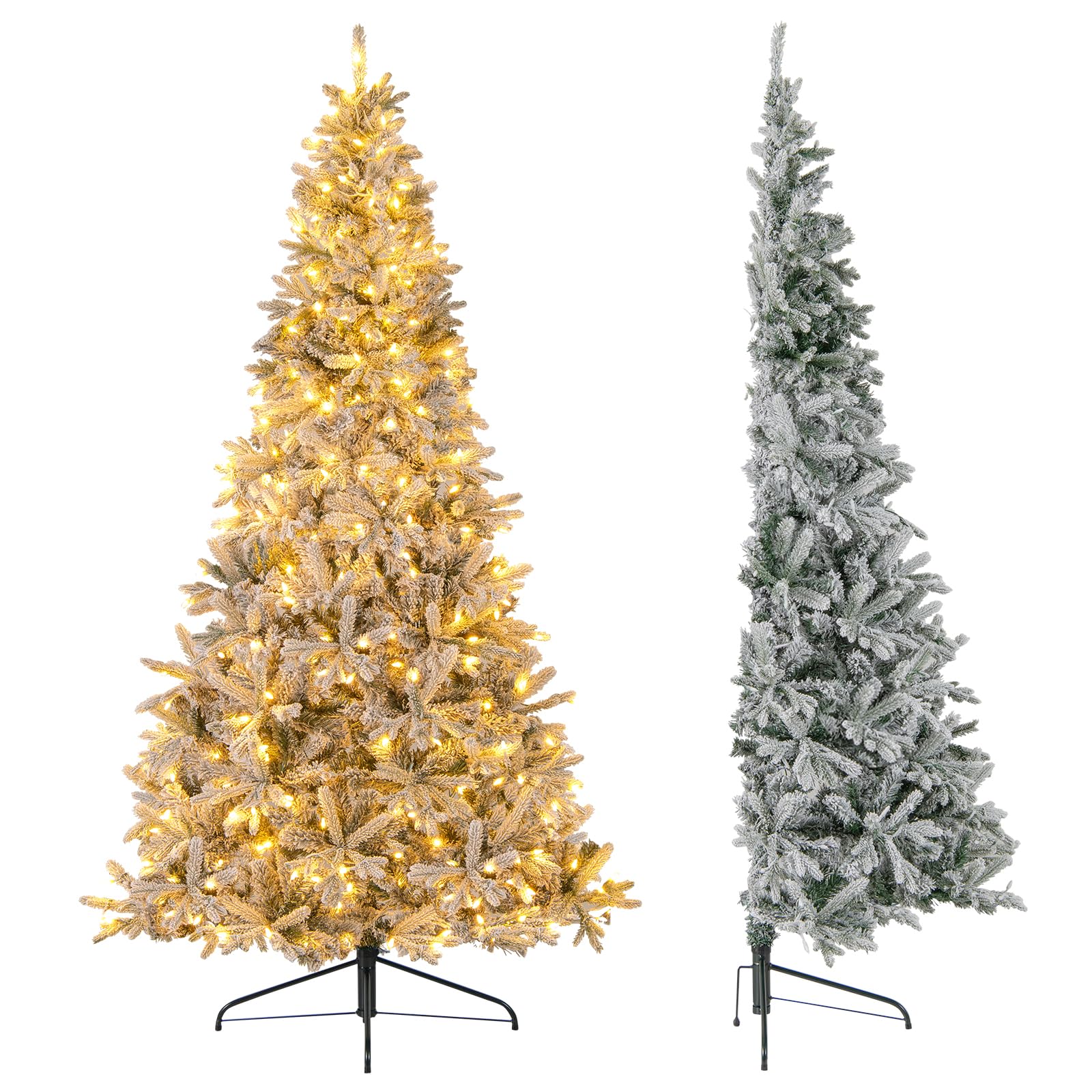 Amazon.com: Happygrill 7 FT Half Christmas Tree, Pre-Lit Hinged