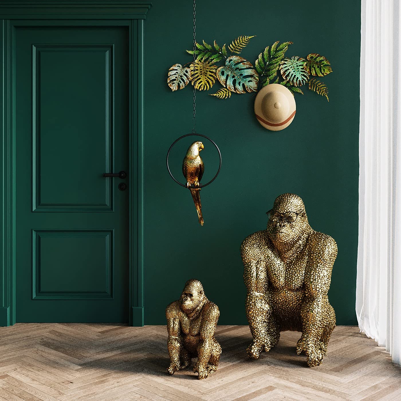 Kare Design Appendiabiti Jungle Party Colore, Verde/Marrone, 6 Ganci, stile giungla, stile floreale, 43X107X5Cm (A/L/P)
