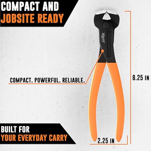 Miniatura 5 de Mutt Tools - Alicates de corte de extremo de 8 pulgadas resistentes - Herramienta de pinzas CRV - Alicates para extractor de uñas, herramienta para