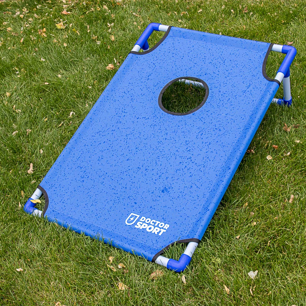 Set doppio Cornhole blu-rosso con borsa per il trasporto, 8 bean bags, cloruro di polivinile (PVC), 6 kg, gioco americano, completo per interni ed esterni