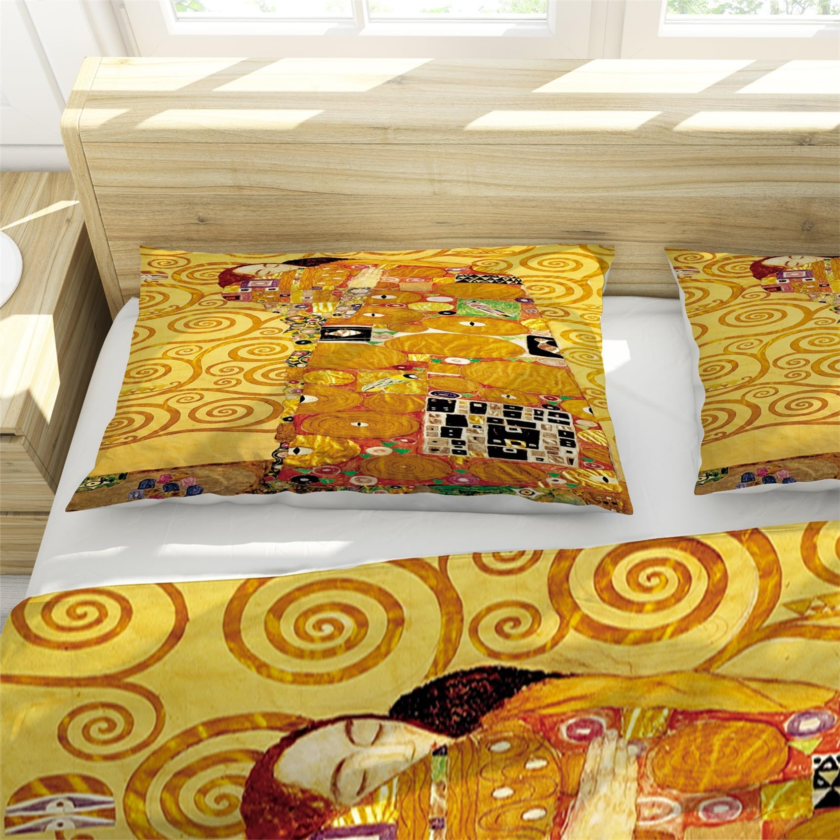 BanbE Bettwäsche Klimt-Muster 180x200 cm Weich & Bügelfrei Bettbezug mit Reißverschluss - Bettwäsche Set für Modern Schlafzimmer mit 2 Kissenbezüge 80x80 cm