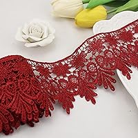 Vista 8 de Cinta de encaje beige de 5 yardas de ancho, borde bordado, para costura, manualidades, boda, apliques, decoración del hogar