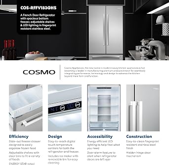 30 in. Vista Coll 17.5 cu. ft. French Door Refrigerator, Stainless Steel