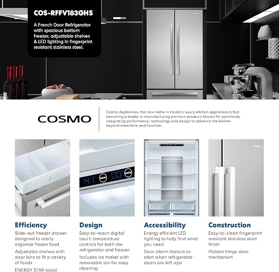 30 in. Vista Coll 17.5 cu. ft. French Door Refrigerator, Stainless Steel