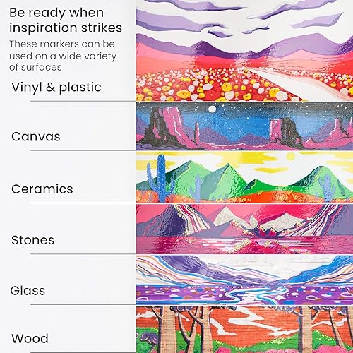 Miniatura 3 de Arteza Marcadores de pintura a base de aceite, paquete de 12 unidades, blanco, línea de 0.020 in, barril grande, marcadores de secado rápido con