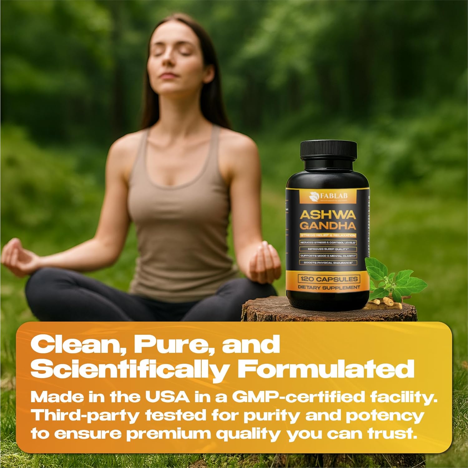 Ashwagandha, GABA & Magnesium Glycinate Supplement 120 Capsules Natural Stress Relief, Mood Support & Relaxation Sleep Aid & Adrenal Support Non-GMO - Image 4