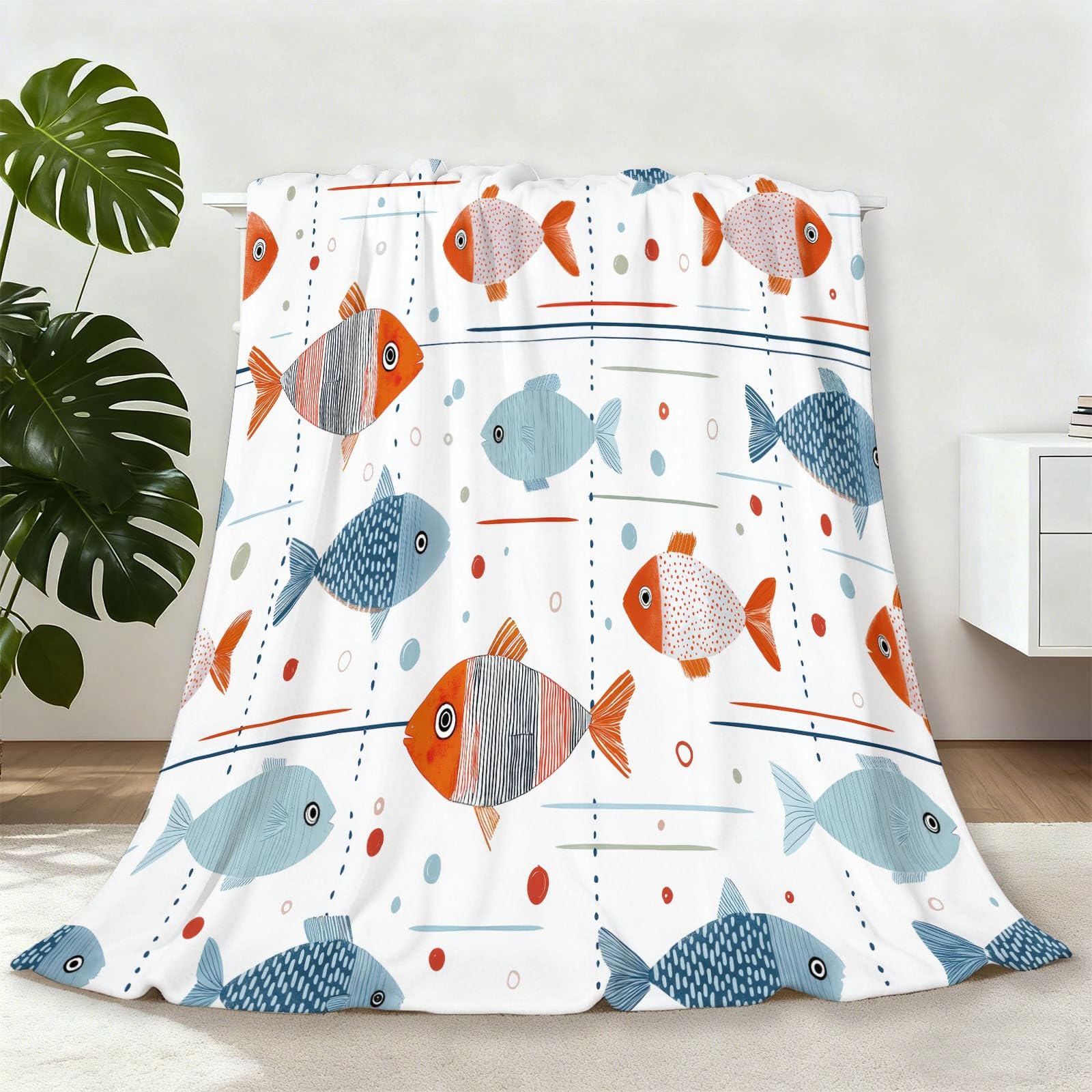 Couverture Douillette Dessin Animé Poissons Cadeau Enfant Lit