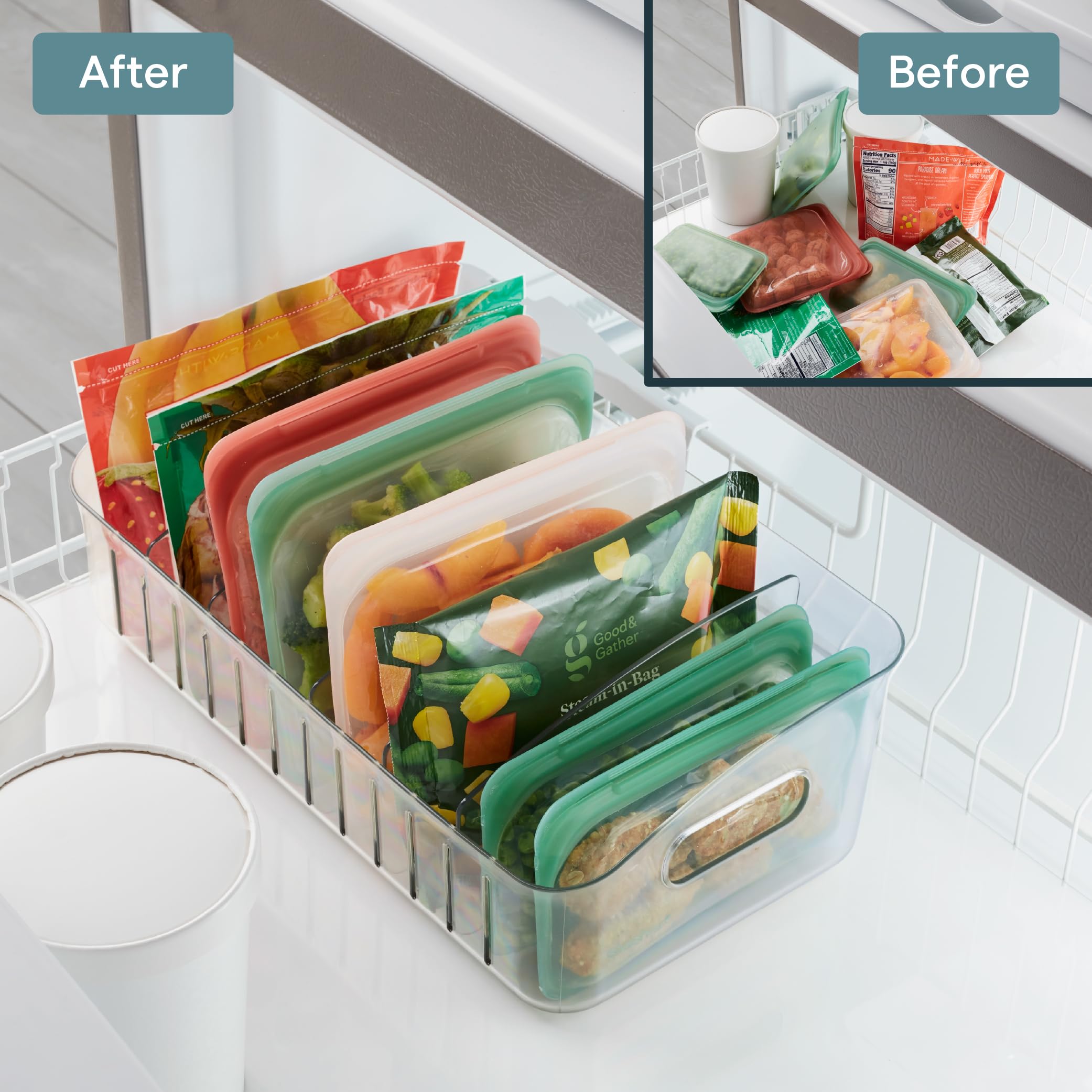 YouCopia FreezeUp Gefrierbehälter, 38,1 cm, Kühlschrank-Organizer mit Aufbewahrung, BPA-frei, lebensmittelechter Behälter