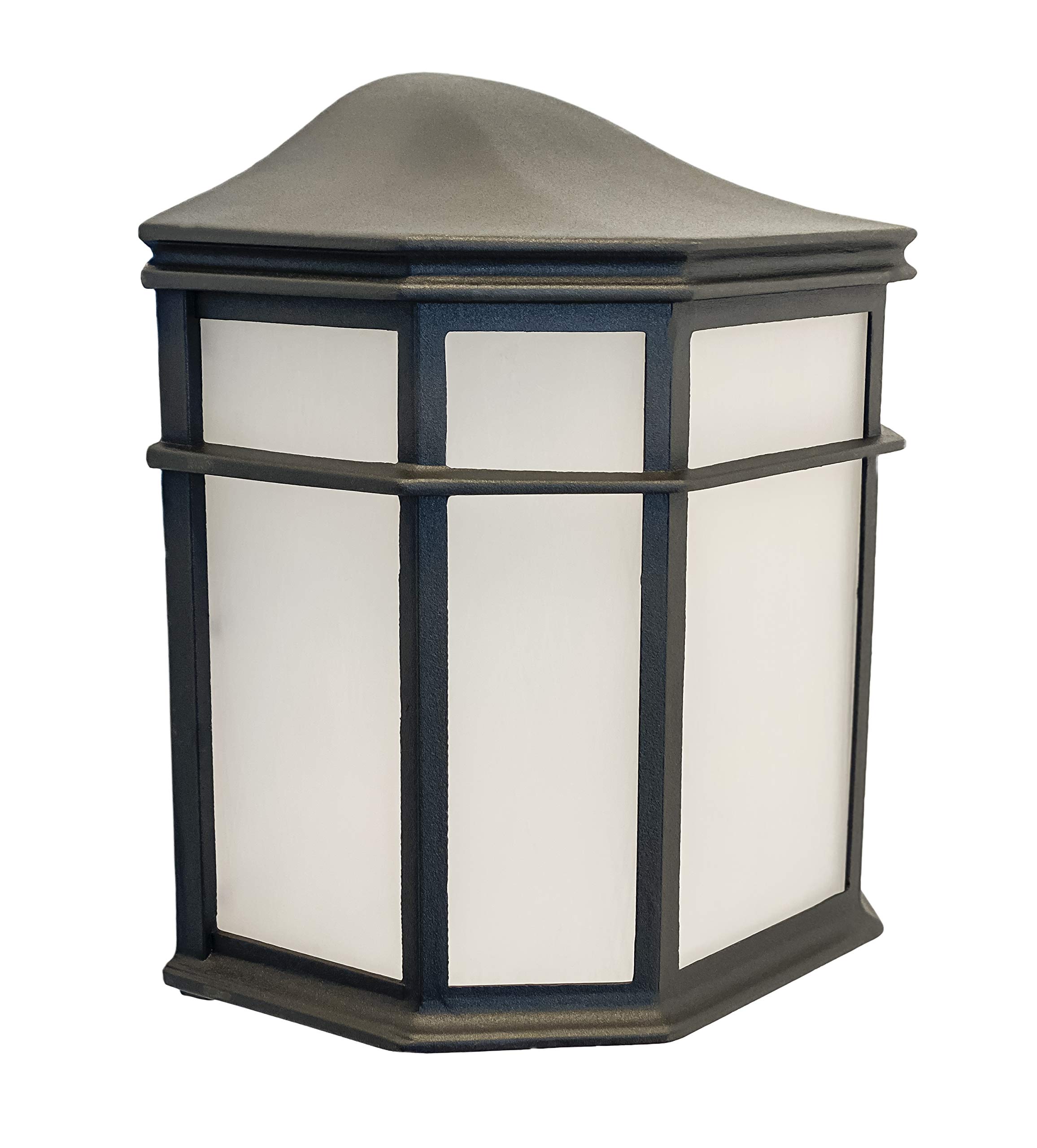 CORAMDEO Outdoor Flush Mount Pocket Lantern, for Entry, Porch, Deck, Wet Location, Built in LED Gives 100W of Light, 1250 lumens from 12.5W of Power, Black Cast Aluminum with Frosted Acrylic Lens