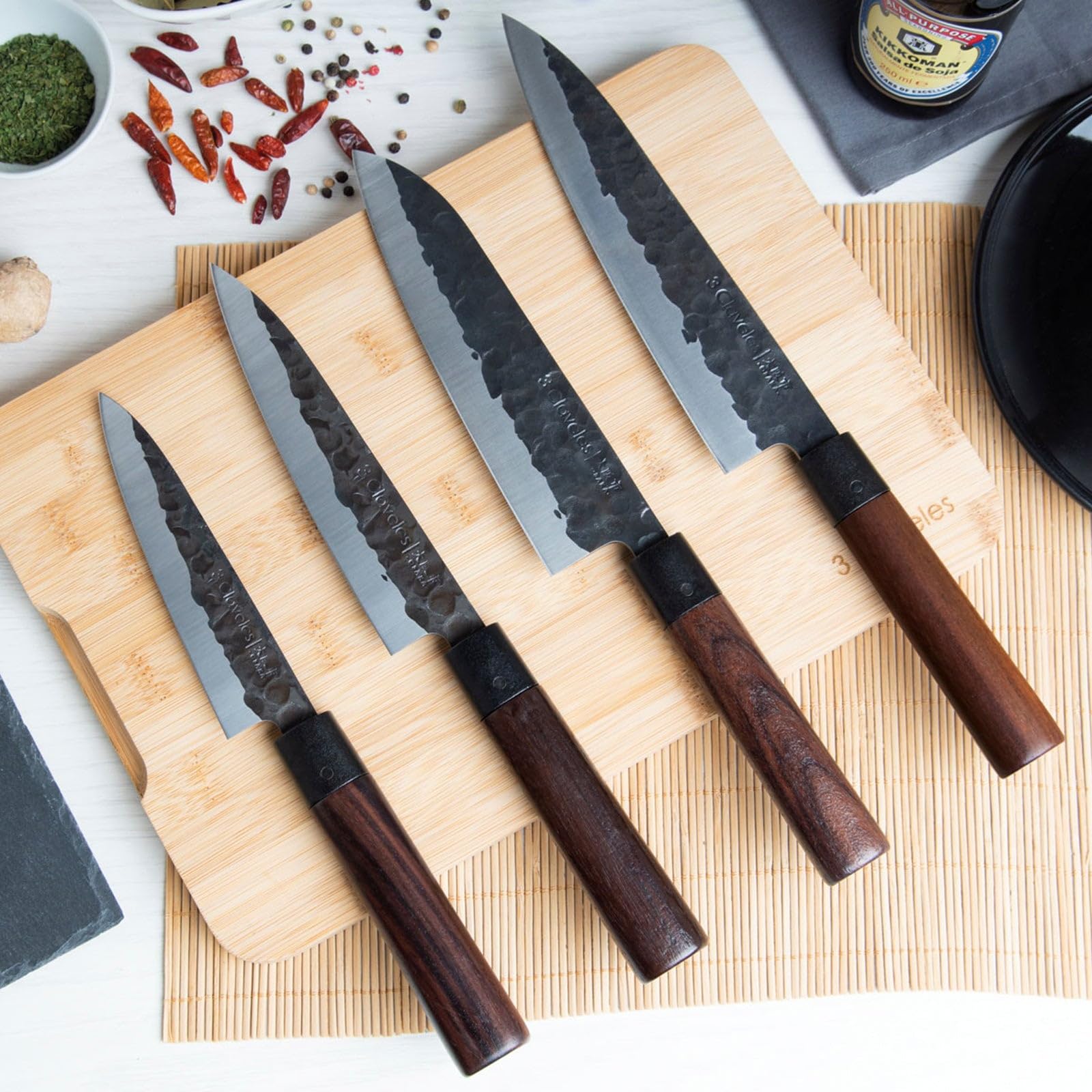 3 Claveles Coltello Giapponese, legno, 6 Unità