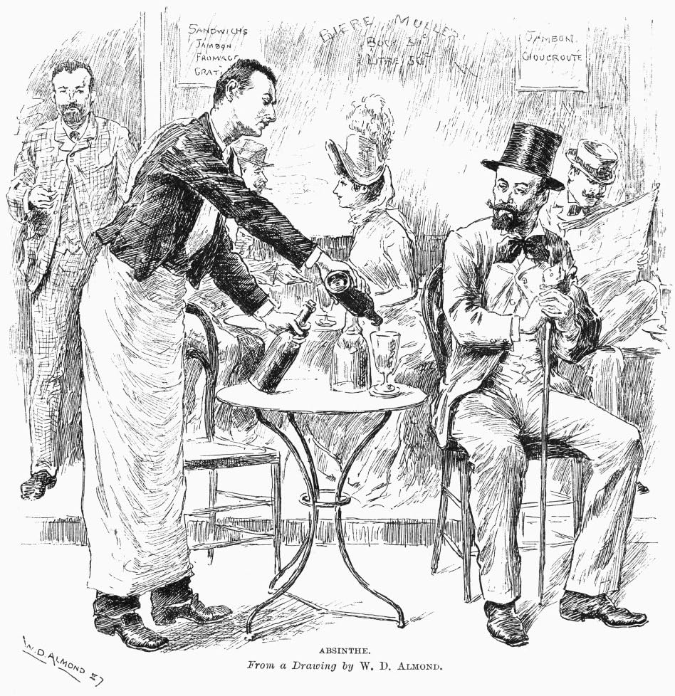 Absinthe 1887 Nan Absinthe Drinker In A Paris Caf Drawing 1887 By William Douglas Almond Poster Print by (18 x 24)