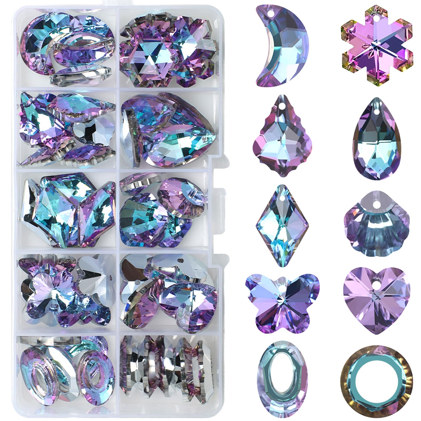 50 Pcs Crystal Suncatcher Beads Kit Colorful Prism Crystal Chandelier Parts Purple Replacement Large Glass Beads Suncatchers for Window Hanging Garden DIY Lamp Pendant Supplies Decoration Ornament