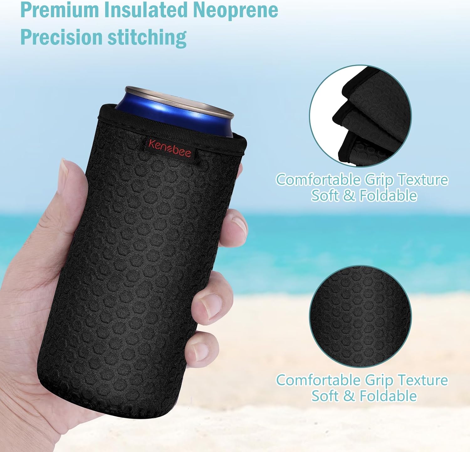 3 Pack Can Cooler Sleeves for 12oz 16oz Can & 12oz Slim Can, Black