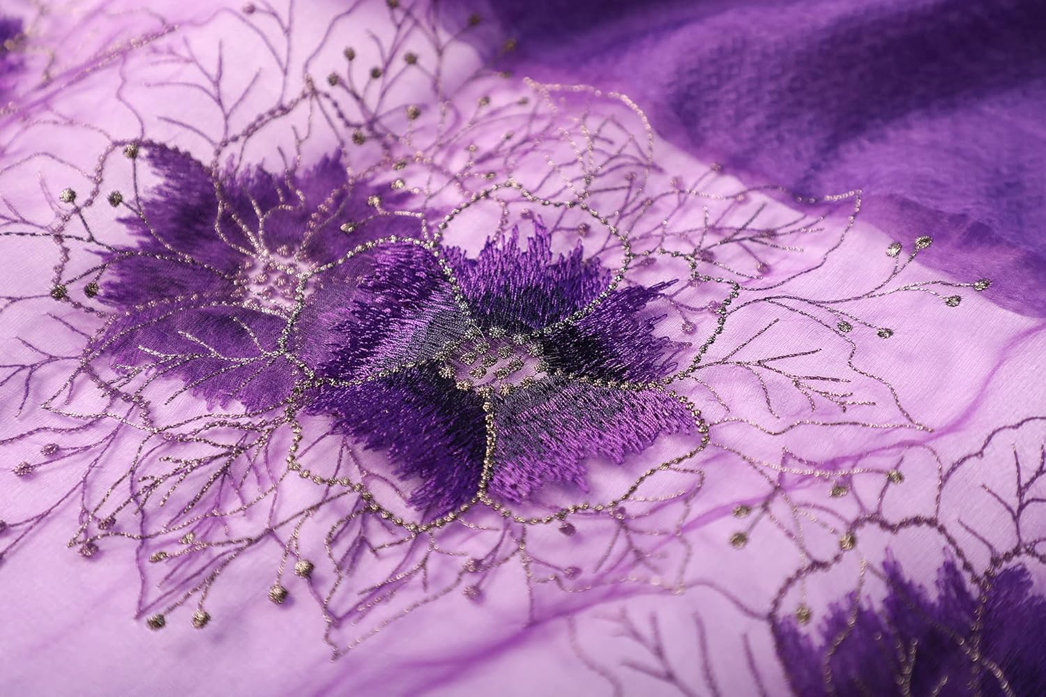 WINCESS YU Women Mulberry Silk Scarf Long & Large Embroidered Floral Pattern Shawl and Wraps Neckerchief for Hair & Neck… - Image 6