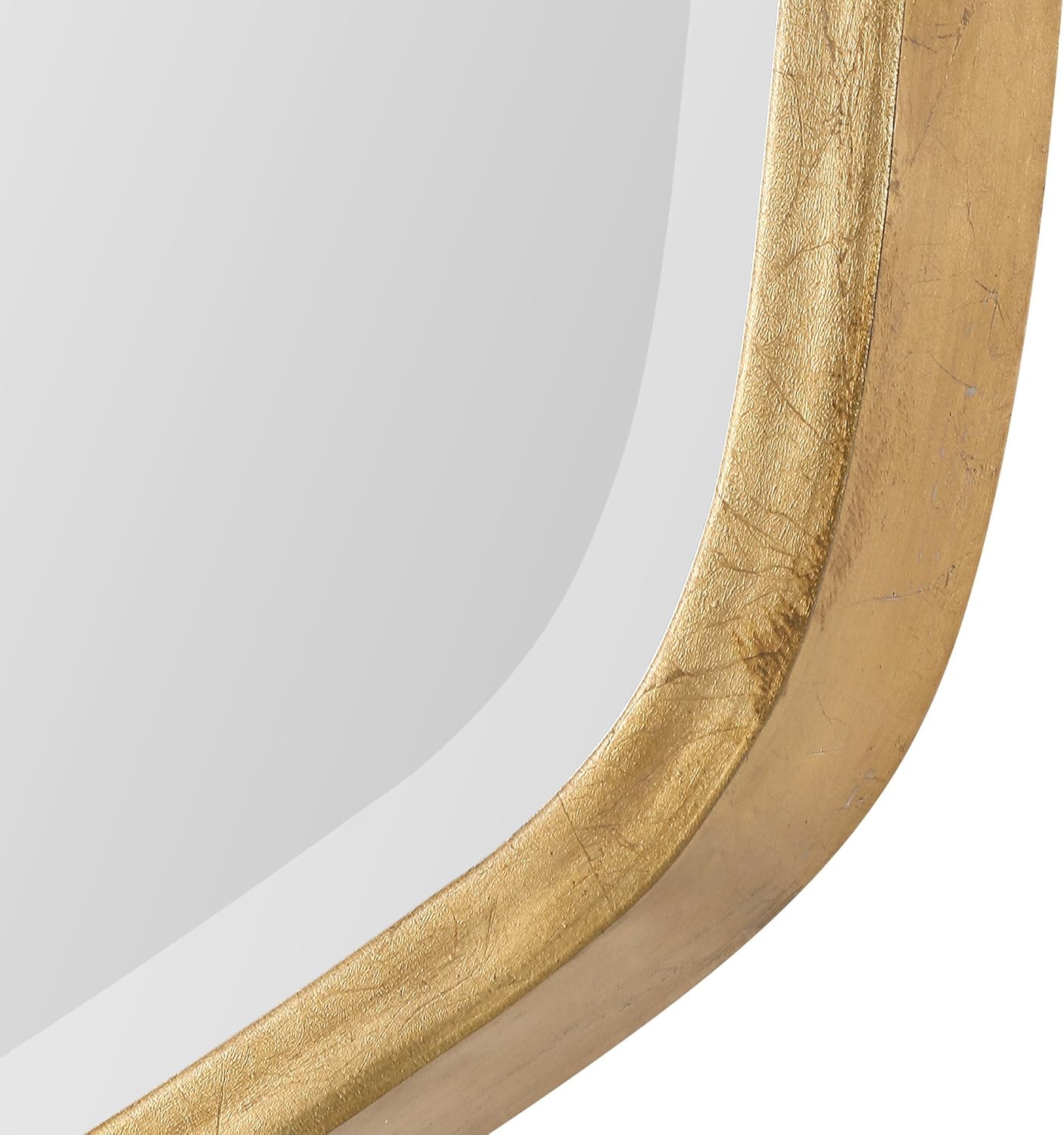MY SWANKY HOME Elegant Curved Gold Oval Hexagon Wall Mirror |36" Vanity Wood Thin Frame Rounded