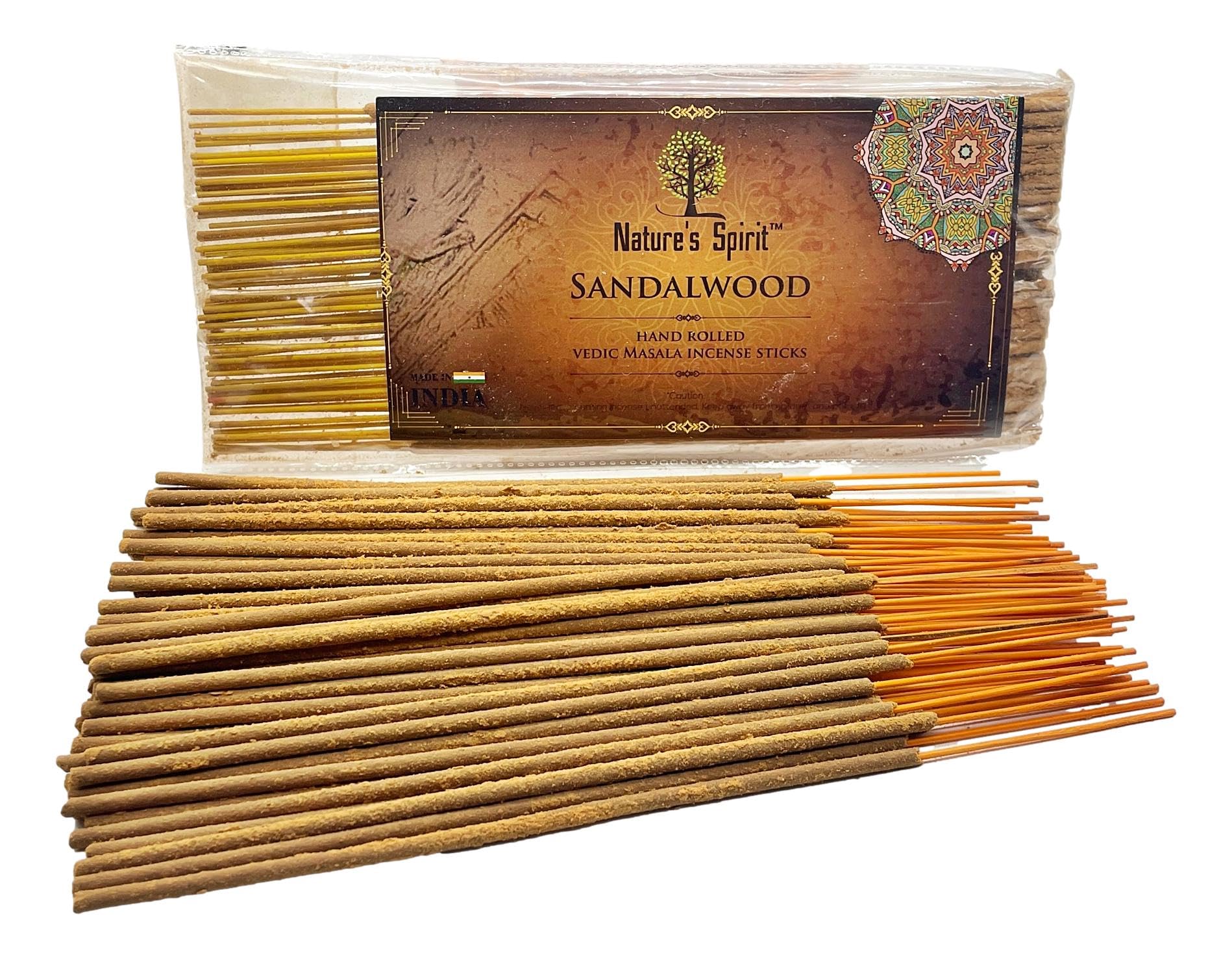 Vedic Masala Hand Rolled Incense Sticks 100g Pack Traditional Indian Joss Sticks Long Burning Natural Aromatherapy Incense for Meditation Yoga Relaxation Spiritual (Sandalwood)