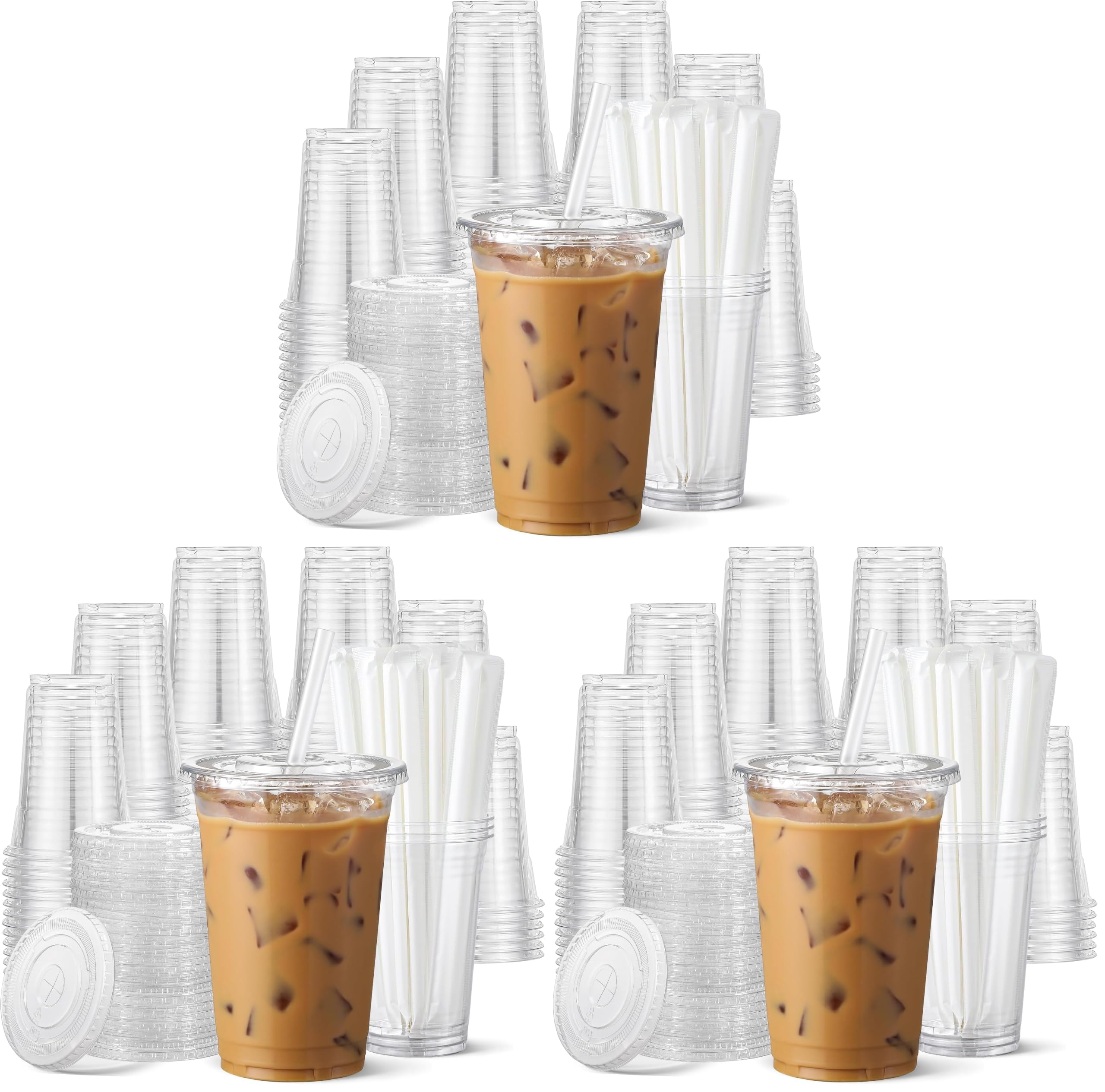AOZITA 100 Pack - 16 oz Clear Plastic Cups with Lids and Straws, Food Safe Disposable Iced Coffee Cups for Cold Beverages, Smoothies, Iced Coffee, Leak-Proof, BPA-Free — Amazon image 10