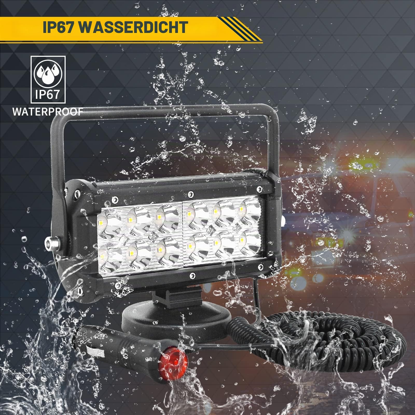 RIGIDON 2x led arbeitsscheinwerfer magnetfuß, suchscheinwerfer, 7 zoll 36W