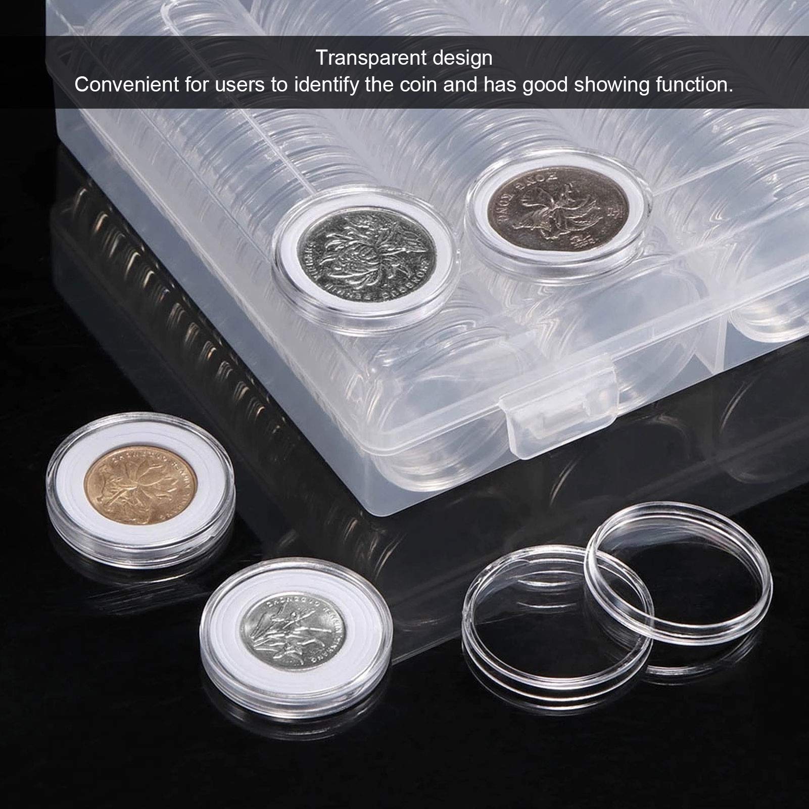 100 Capsule Per Monete Da 30 Mm E 5 Misure (17/20/25/27/30 Mm - Foto 9