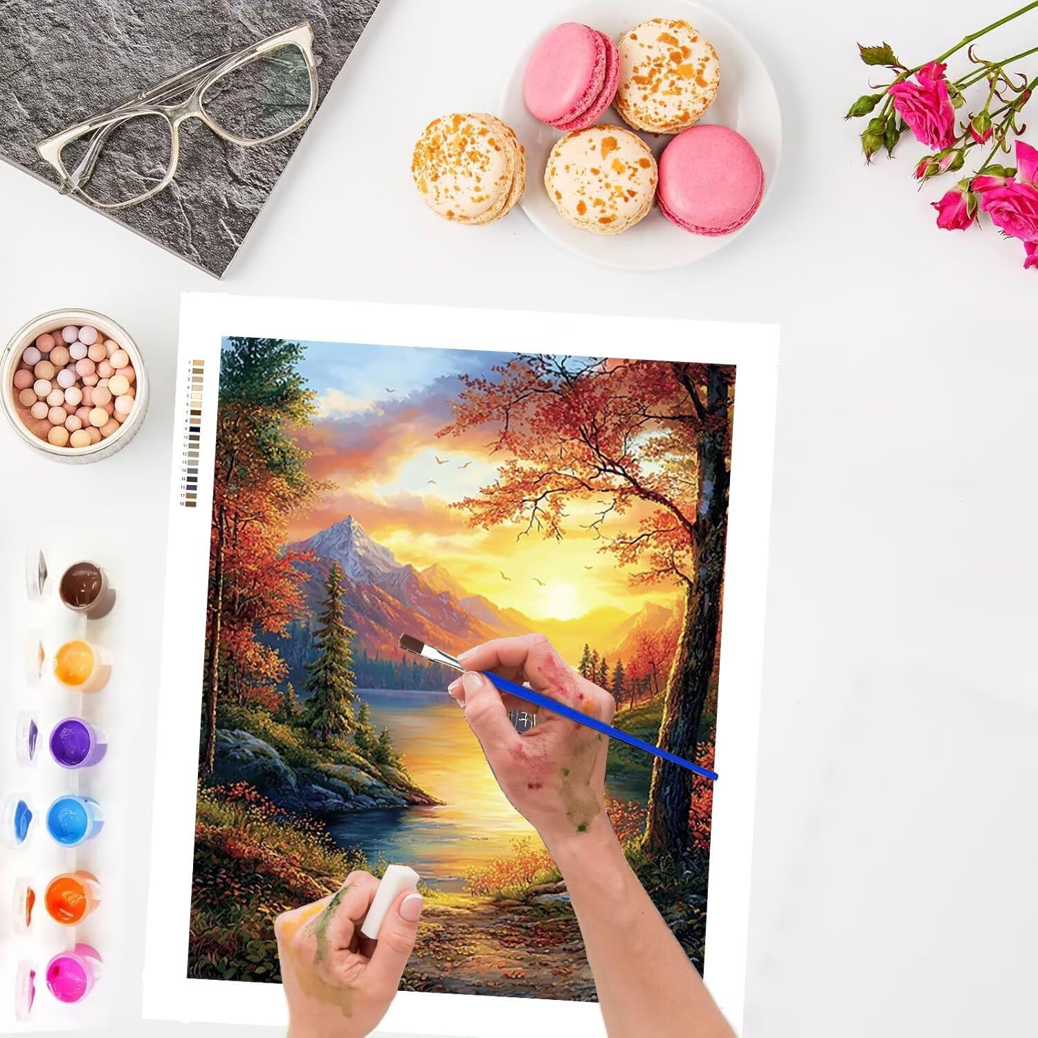 Montagnes au coucher de soleil Peinture Numero Adulte Kits, 80x100cm m-971