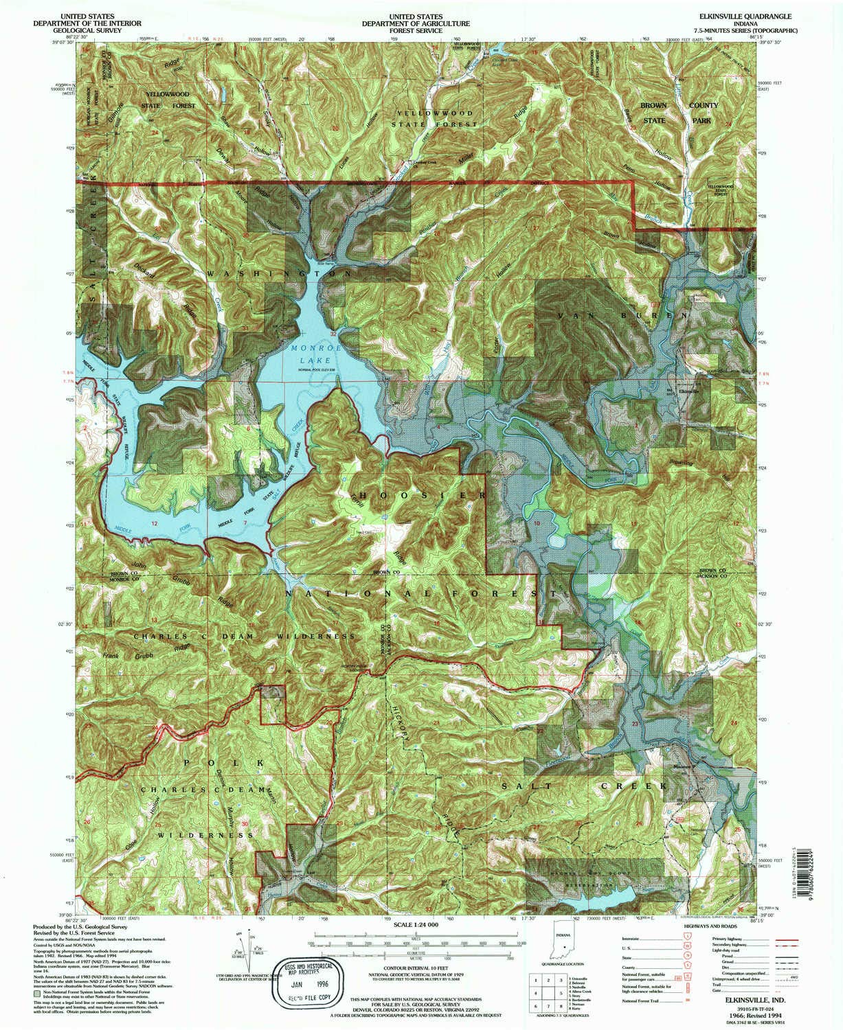 Elkinsville in topo map, 1:24000 Scale, 7.5 X 7.5 Minute, Historical, 1966, Updated 1996, 26.8 x 22 in
