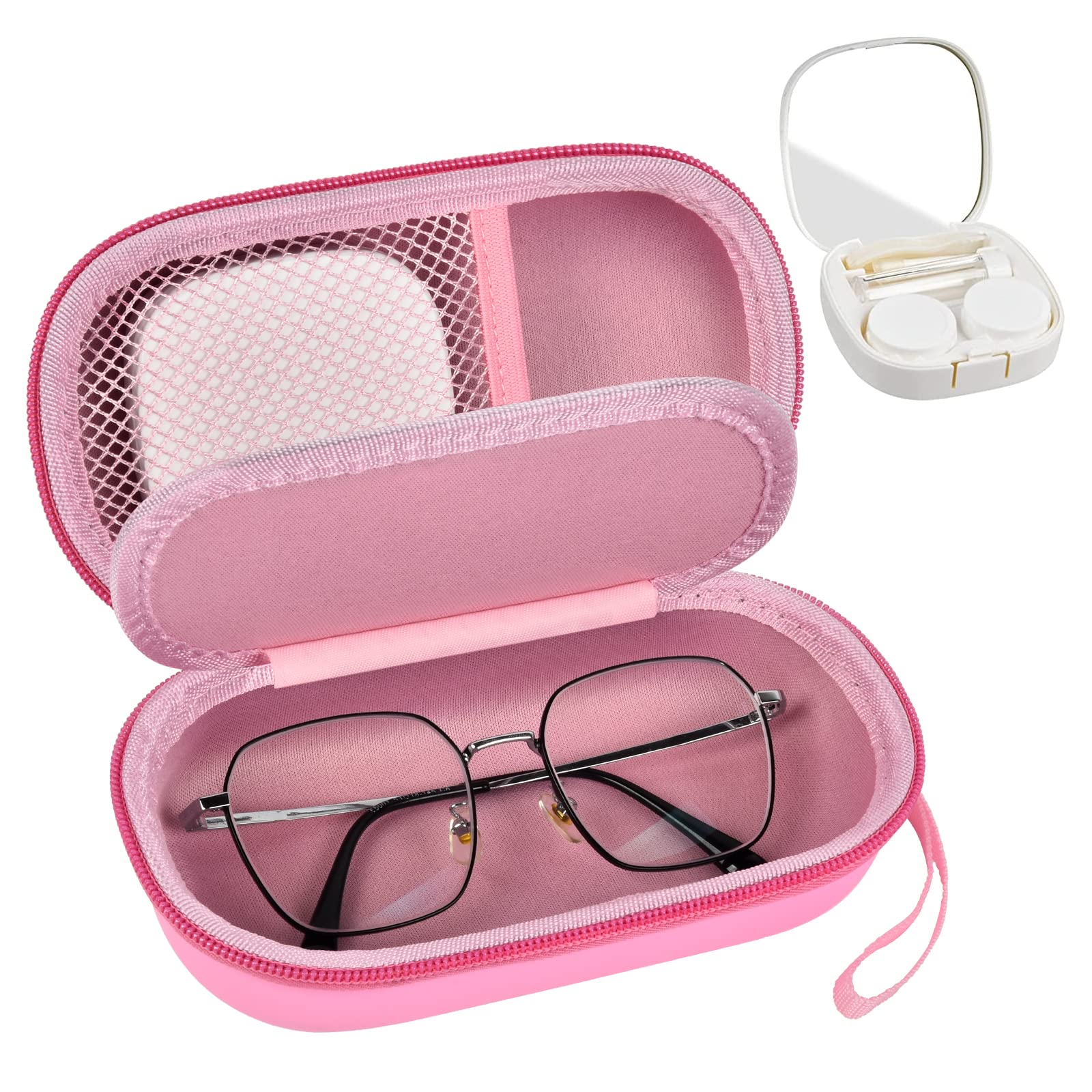 GWCASE 2-in-1 Travel Case for Eyeglasses/Sunglasses and Contact Lens Kit