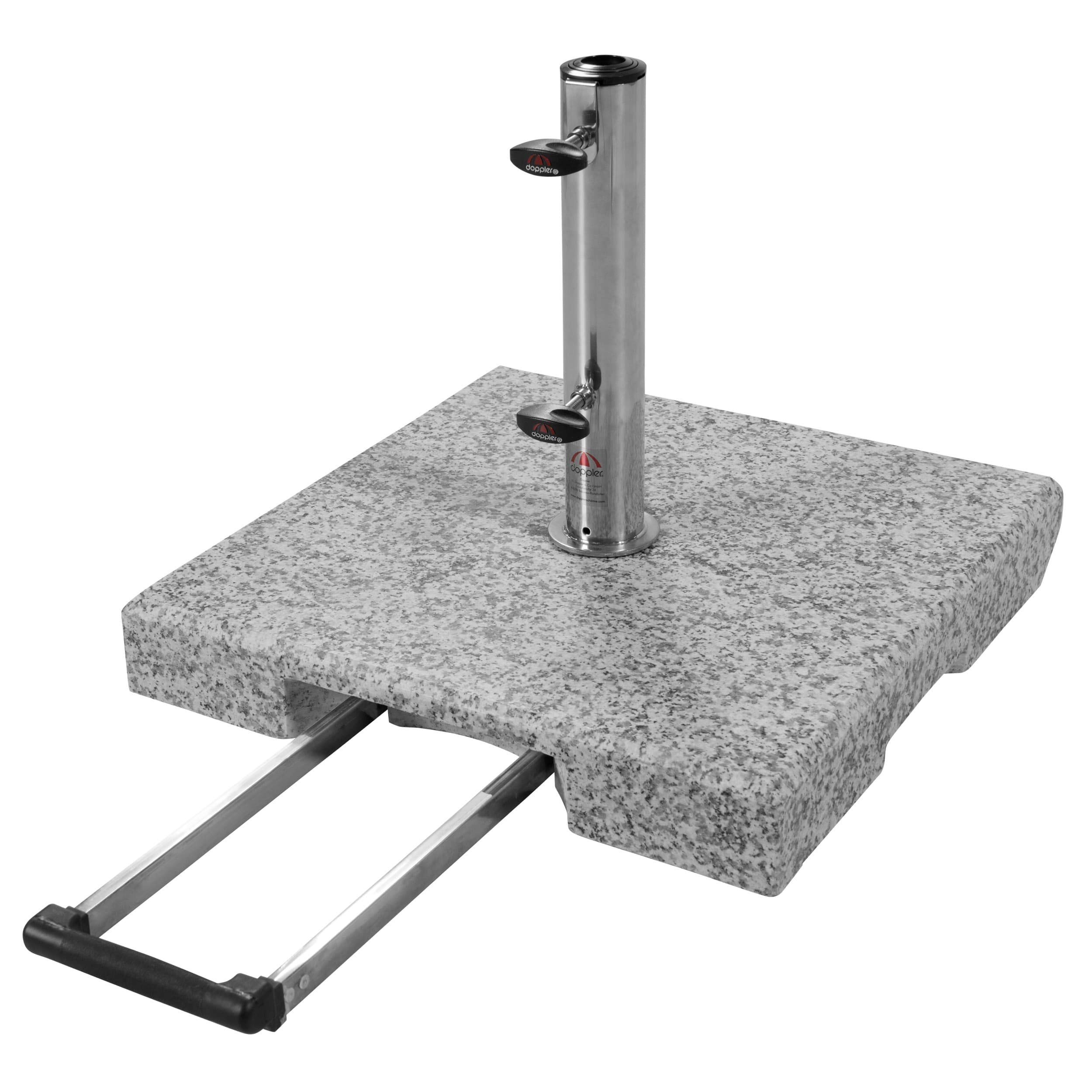 Doppler Chariot Active à Socle en Granit – 30 kg avec poignée télescopique et roulettes – pour parasols – Inoxydable