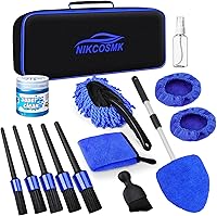 NIKCOSMK 15PCS Car Interior Detailing Kit with Windshield Cleaner Tool, Brushes, Cleaning Gel & Microfiber Towels - Pro Auto Cleaning Supplies
