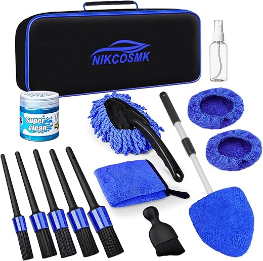 NIKCOSMK CDK-15 15-Piece Car Interior Detailing Kit, Microfiber