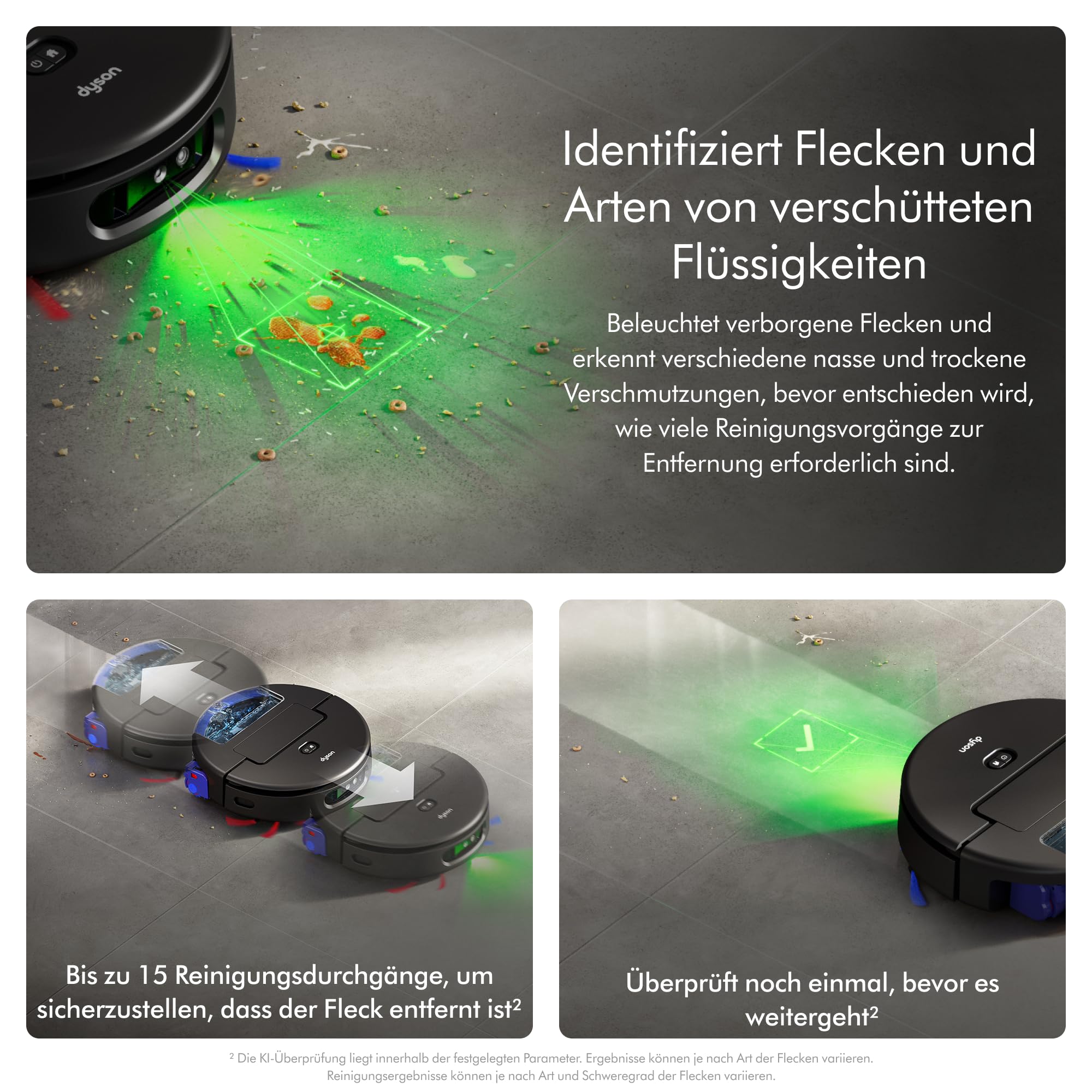 Dyson Spot+Scrub™ AI Nass- und Trocken-Roboterstaubsauger Selbstentleerung Selbstreinigende Nasswalze 4-fache Teppich-Saugkraft KI-Fleckenentfernung Schwarz/Blau