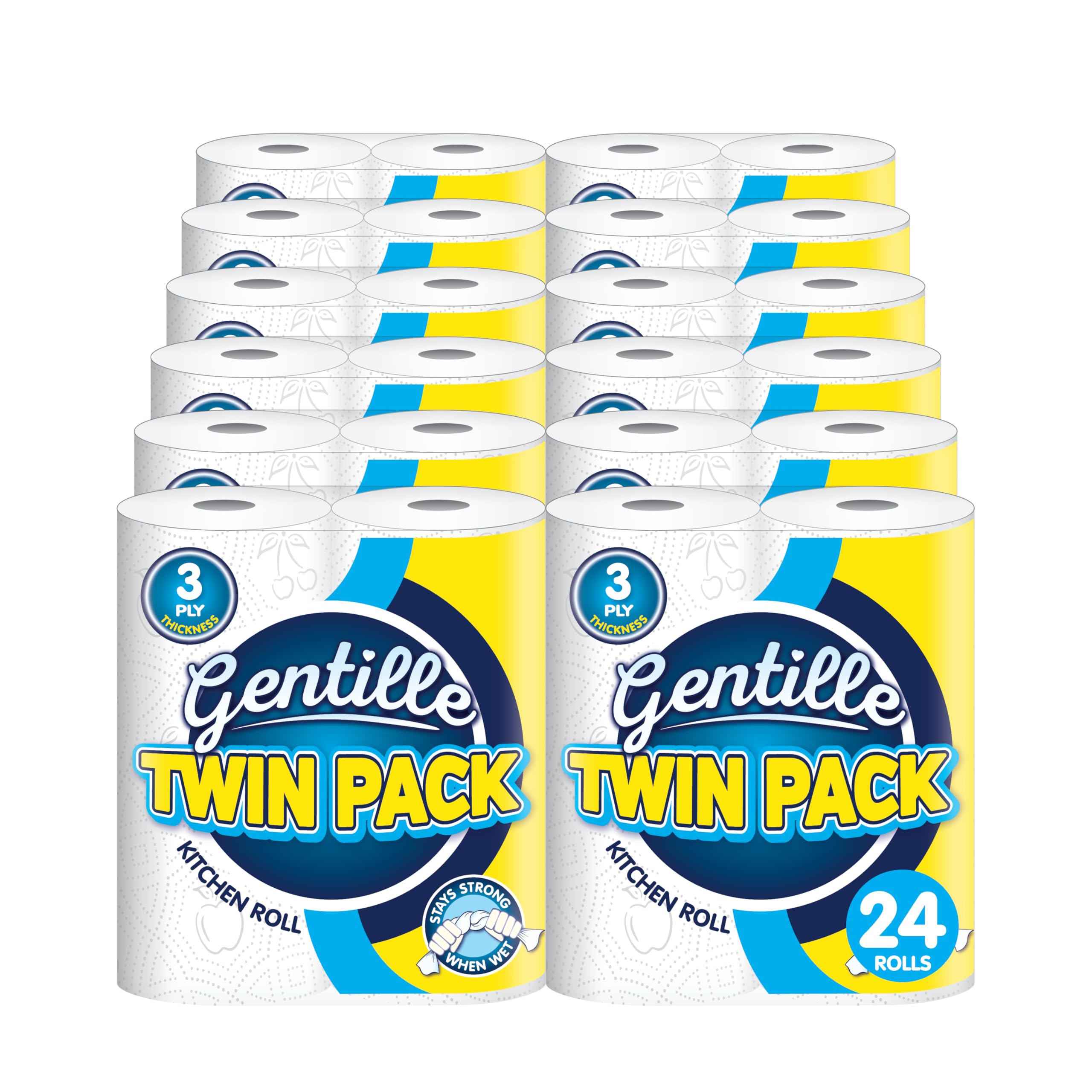 Gentille Twin Kitchen Roll | 3 Ply Thickness | Thick, Strong, Absorbent Paper | UK Made (24)
