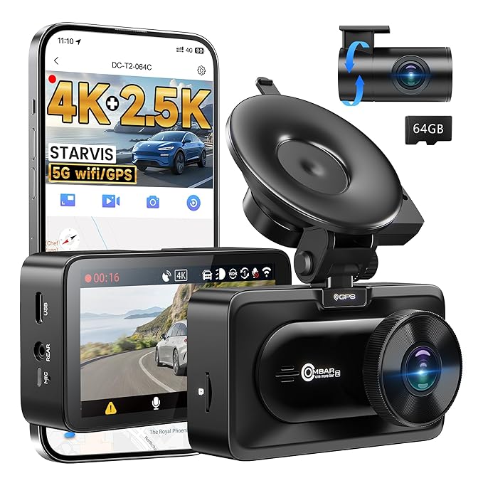 OMBAR Dash Cam Front and Rear (T2)