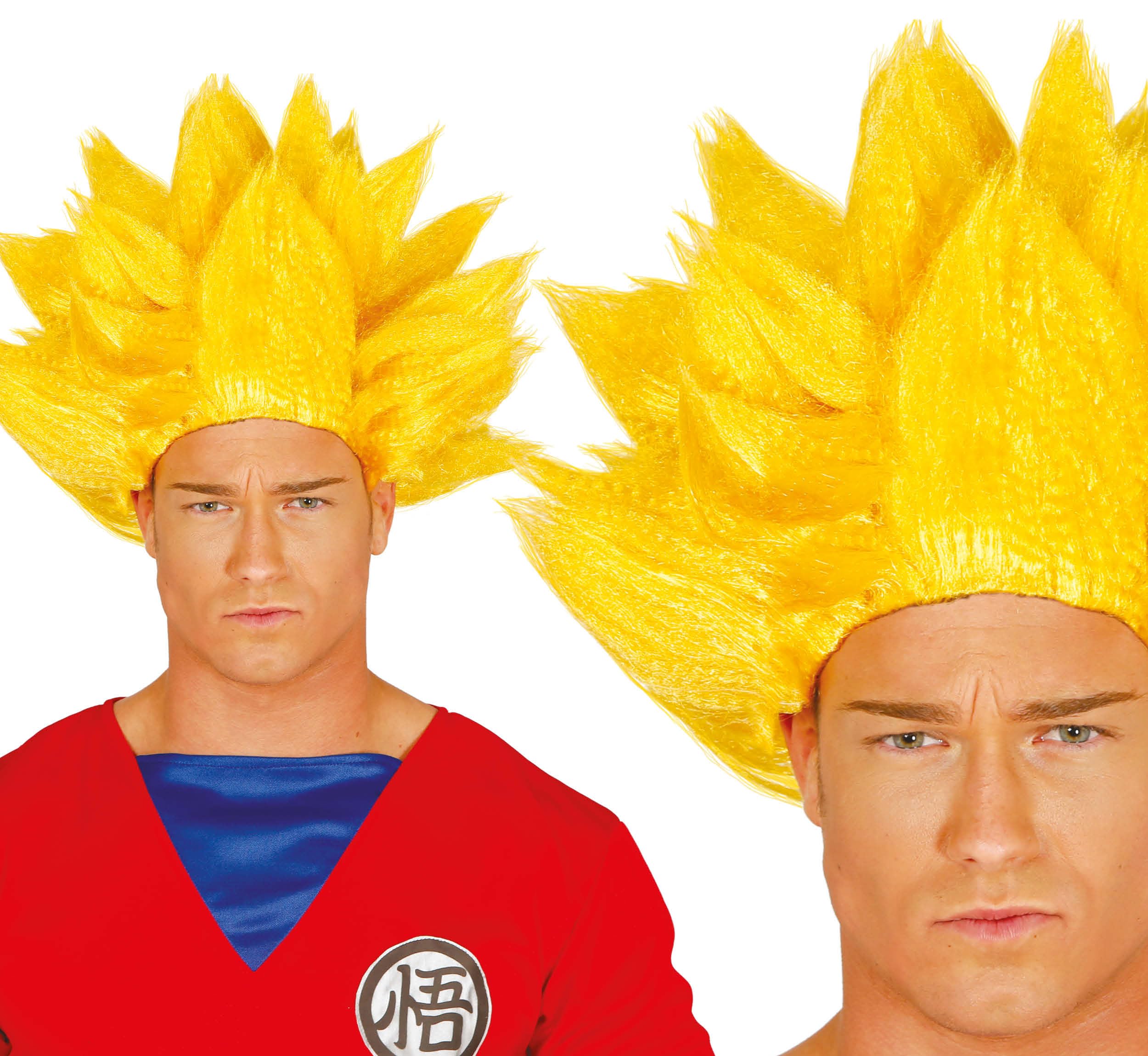 FIESTAS GUIRCA | Yellow Warrior Wig (One Size) - Fancy Dress Accessory for Adult Men - Ideal for Ninja, Video Game, Superhero and Villain Parties - Asian Theme - Yellow