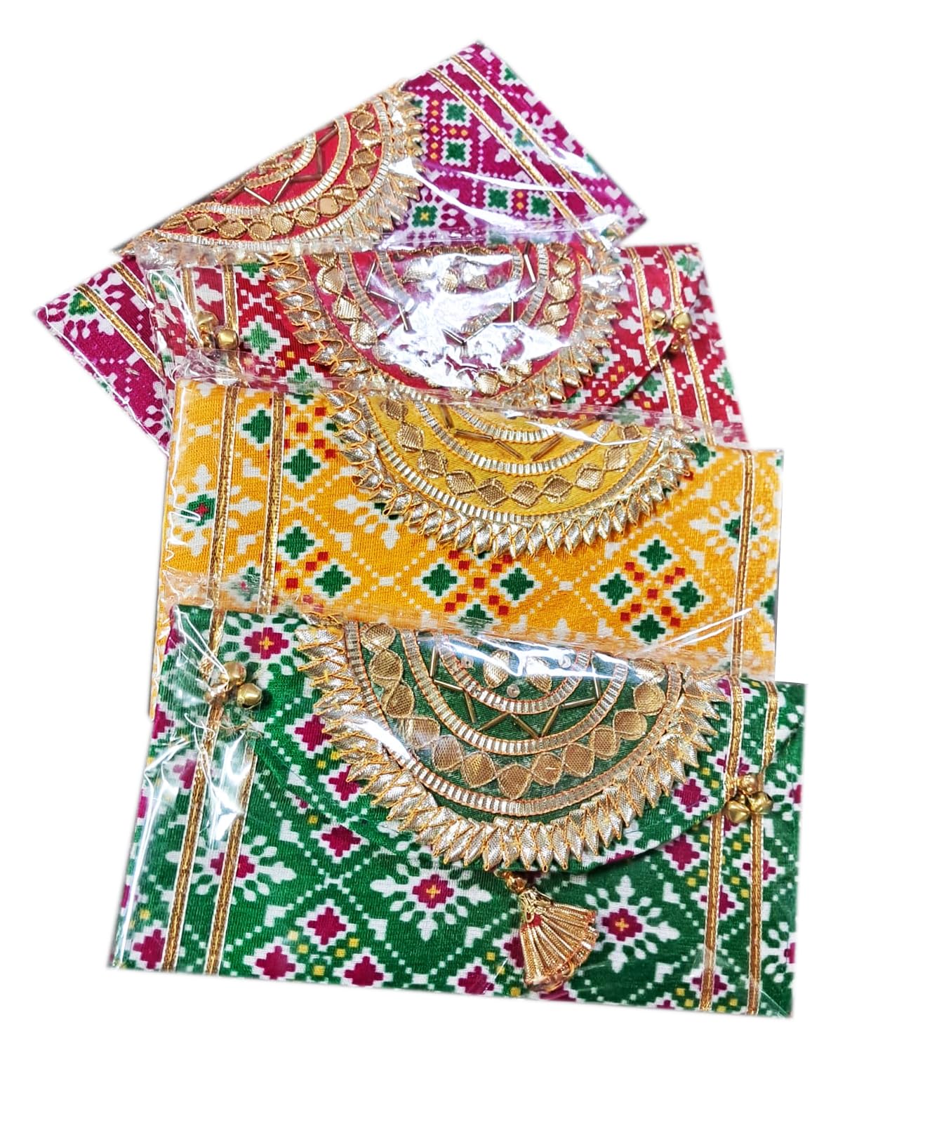 Beautiful Handmade Paola Print Clutch Wallet With Gotta Pati Work for Wedding diwali Evening Party and return gifting item for haldi mehndi ceremony-image-30