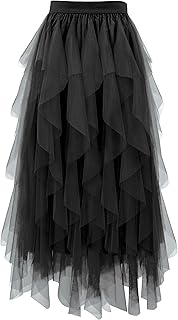 Tulle Skirts for Women A Line Fairy Tiered Skirt Midi Length High Elasti...