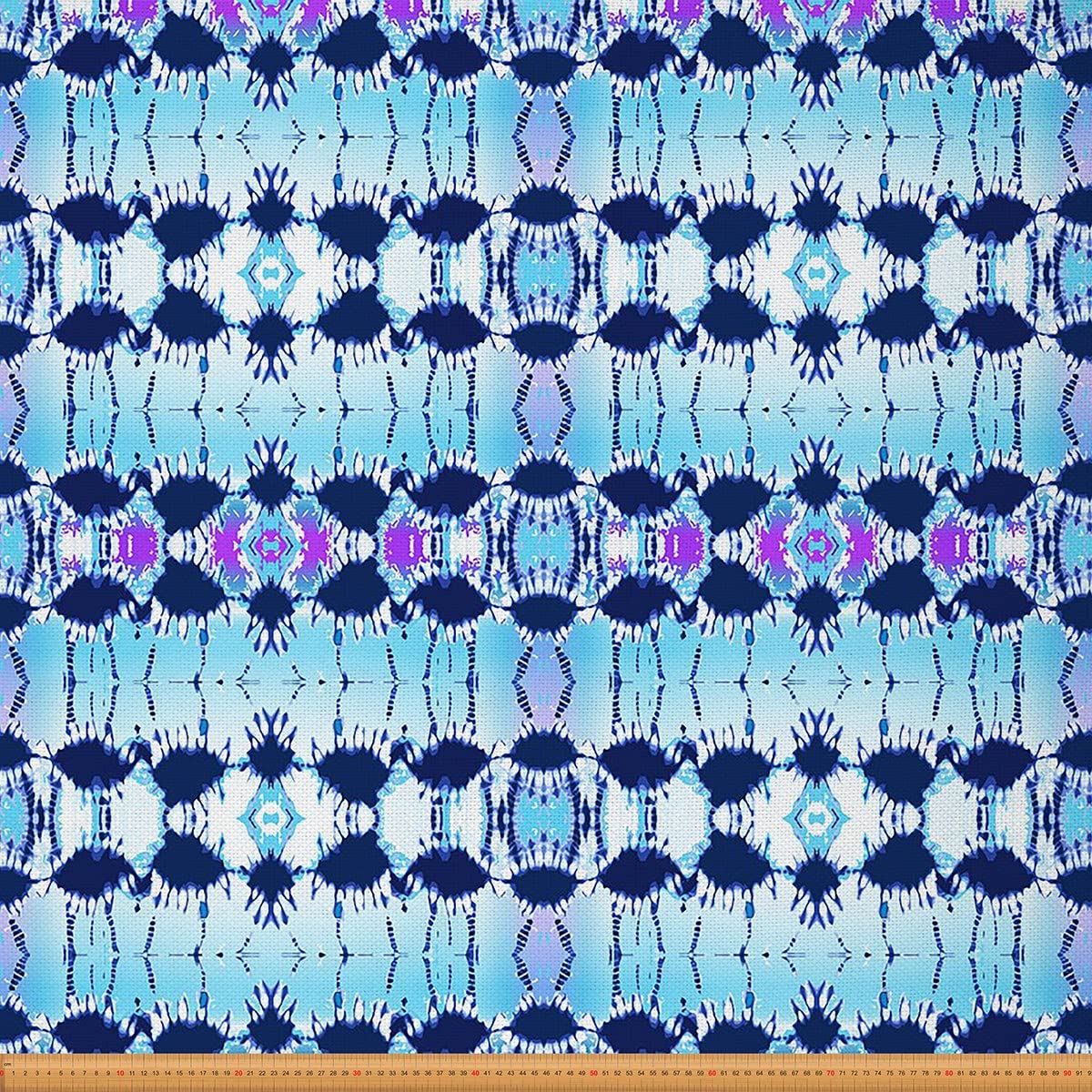 Blauer Ombré Polsterstoff für Stühle Tie Dye Stoff Meterware Geometrischer Moderner Abstrakter Dekor Stoff Kreislinie Drinnen Draußen Stoff DIY Kunst Wasserdichter Stoff Lila Blau 276 x 150 (HxB)