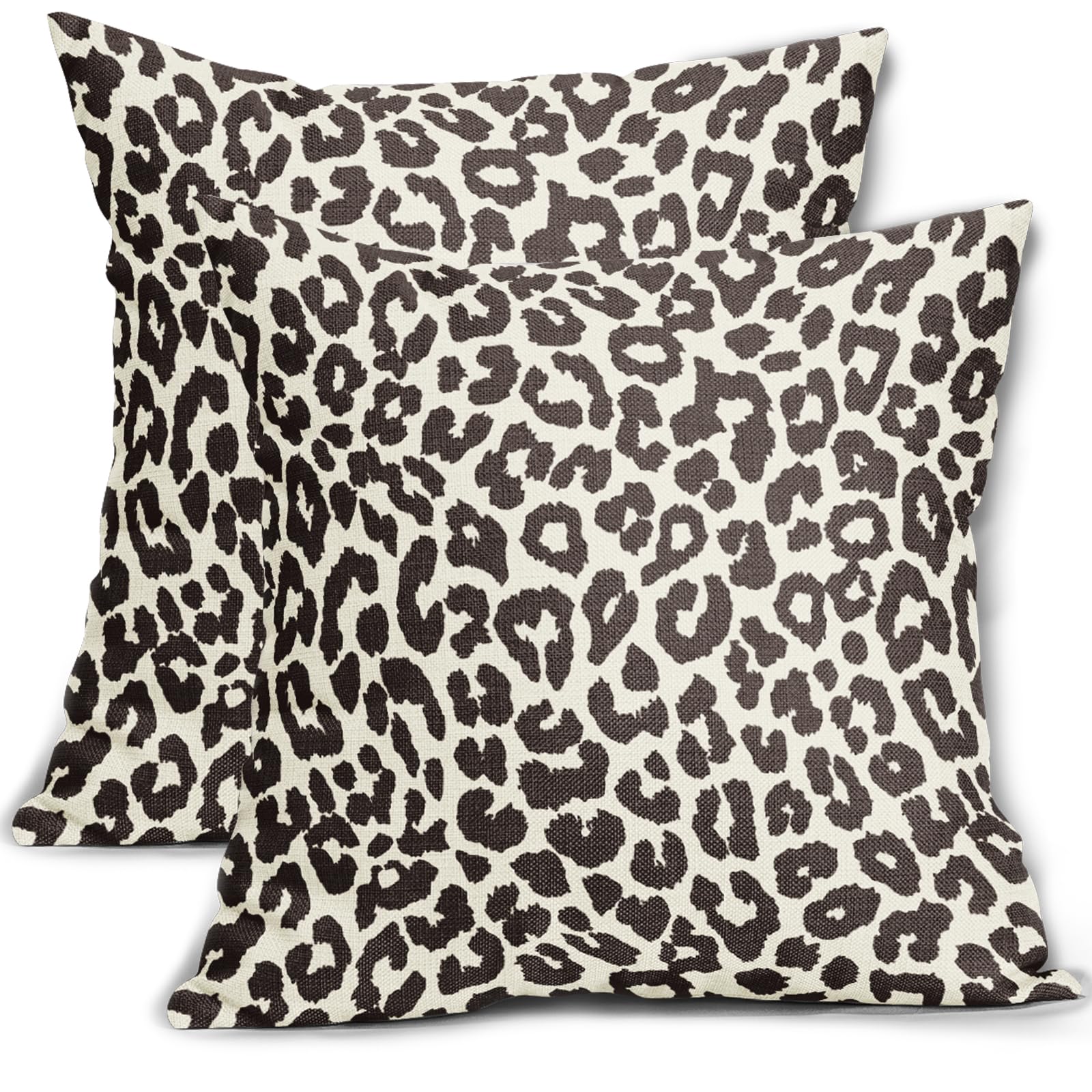 Aytipun Dark Brown Leopard Print Pillow Covers 22x22 Set of 2 Preppy Room Decor Cheetah Animal Pattern Chinoiserie Decorative Throw Pillows Pillowcase