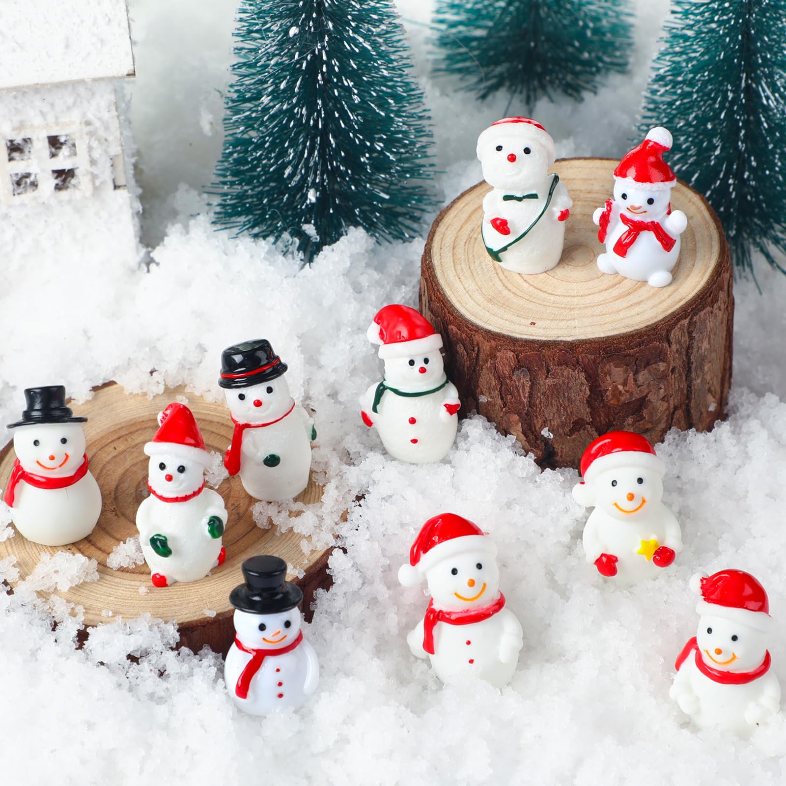 Amazon.com: Soaoo 80 Pcs Christmas Mini Resin Snowman Figurines 