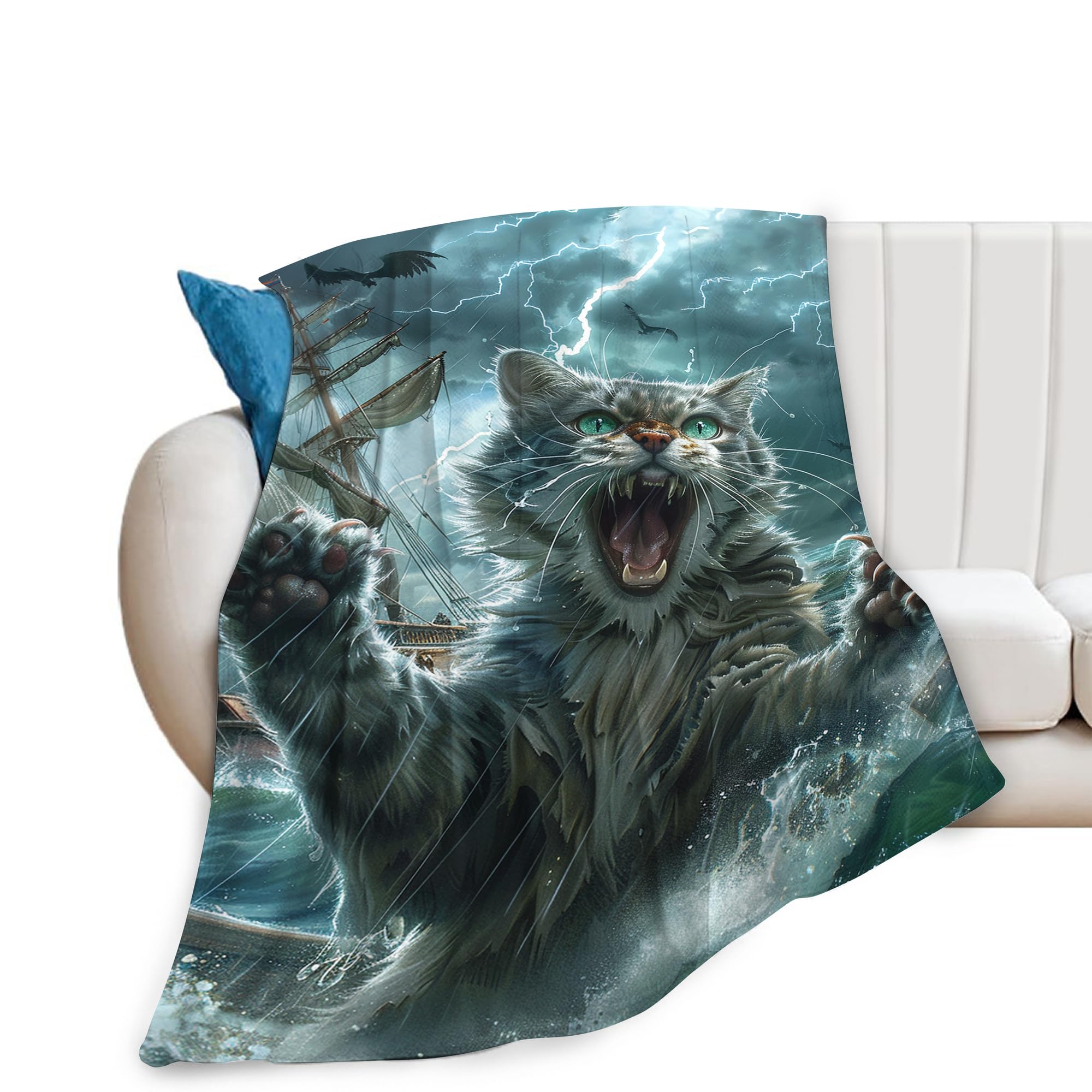 Funny Cat Blanket Nautical Boat Throw Blanket ...