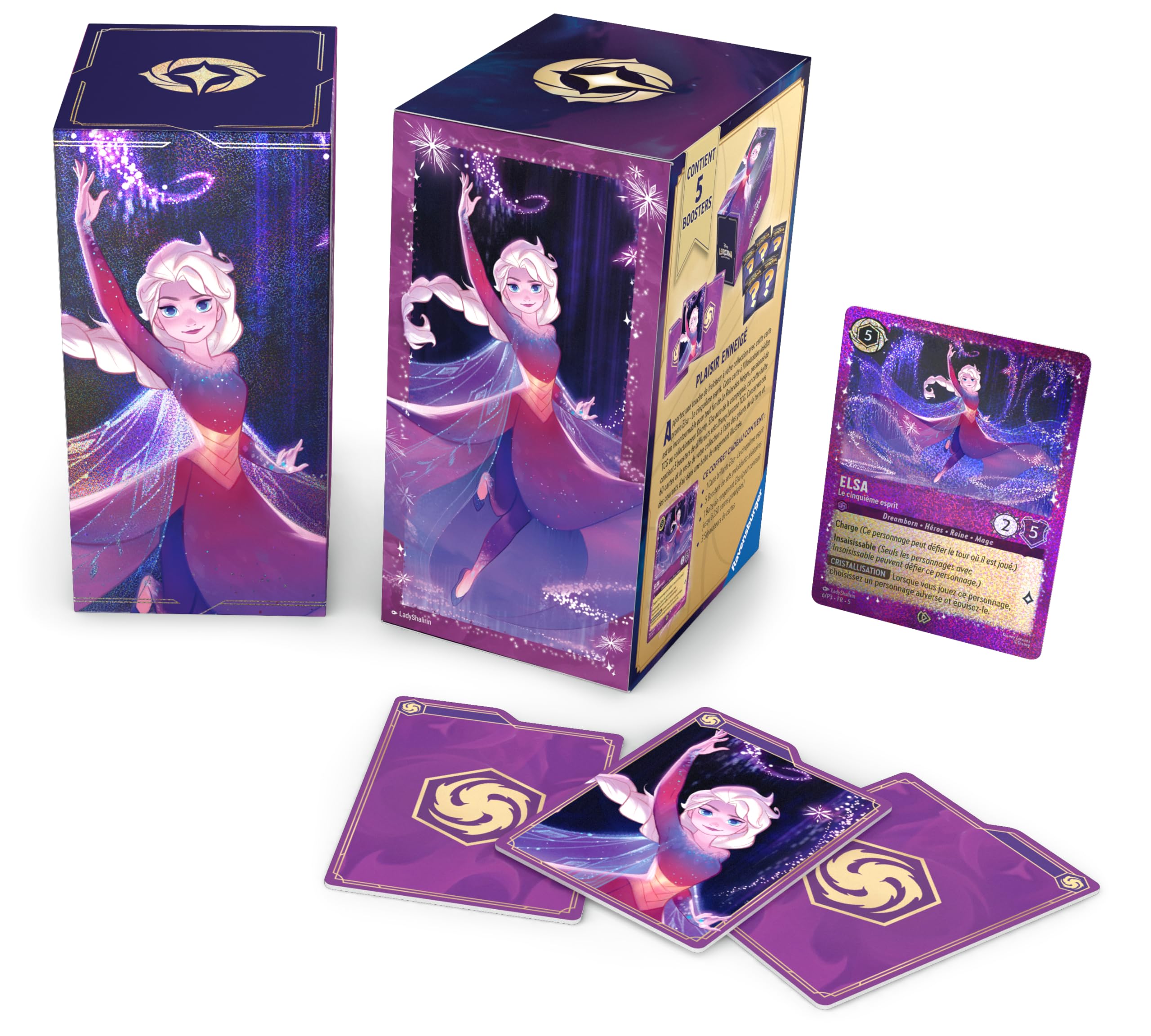 Ravensburger - Disney Lorcana TCG - kolekcjonerska gra karciana - Pudełko upominkowe Elsa - Pudełko do przechowywania kart Disney Lorcana - Od 8 lat - wersja francuska