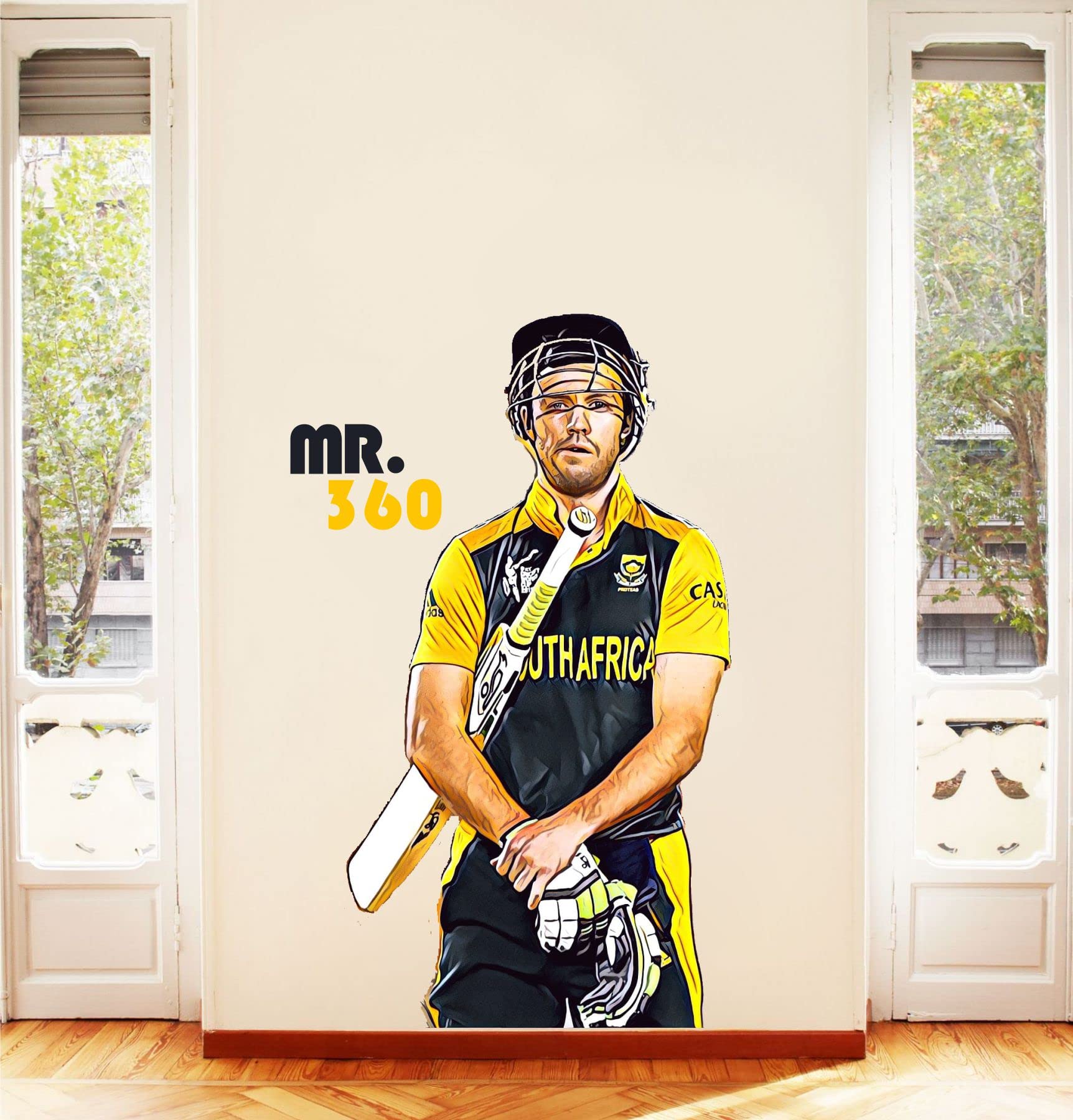 Sticker Yard Mr 360 AB de Villiers Vinyl Wall Sticker for Living Room/Bedroom/Office and All Decorative Wall Stickers Size 40X55CM-image-2
