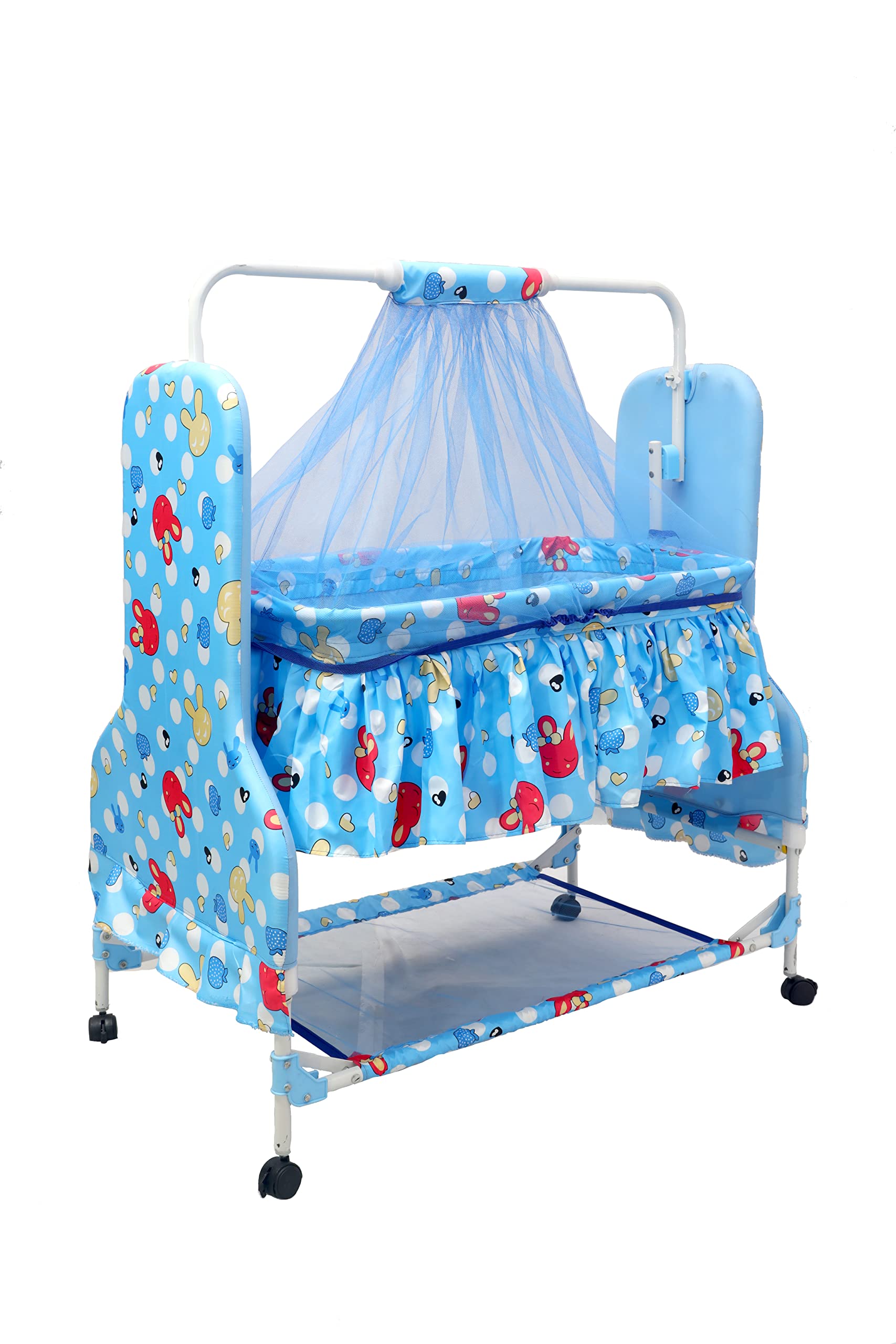 BABYBLESSING Baby Crib Multipurpose | Colour - Sky Blue, Metal, Canopy