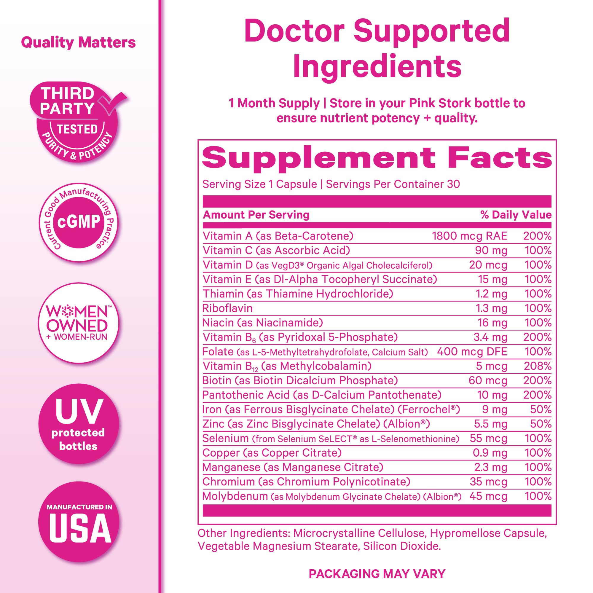 Pink Stork Total Women's Multivitamin, 19 Essential Vitamins, 30 Capsules — Amazon image 6
