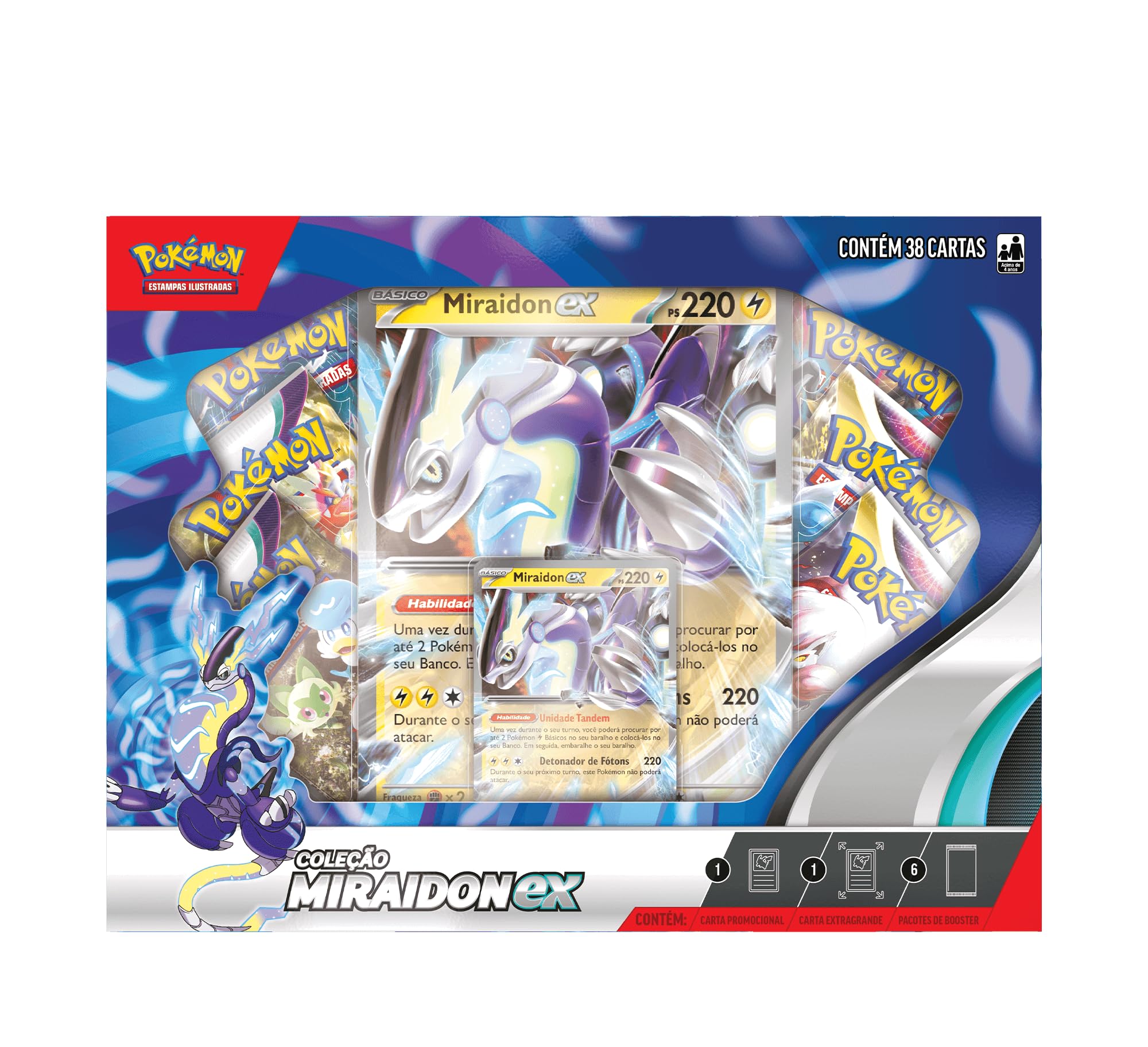 Box Pokémon Lendas De Paldea Miraidon Ex,Cor: Estampado - Copag