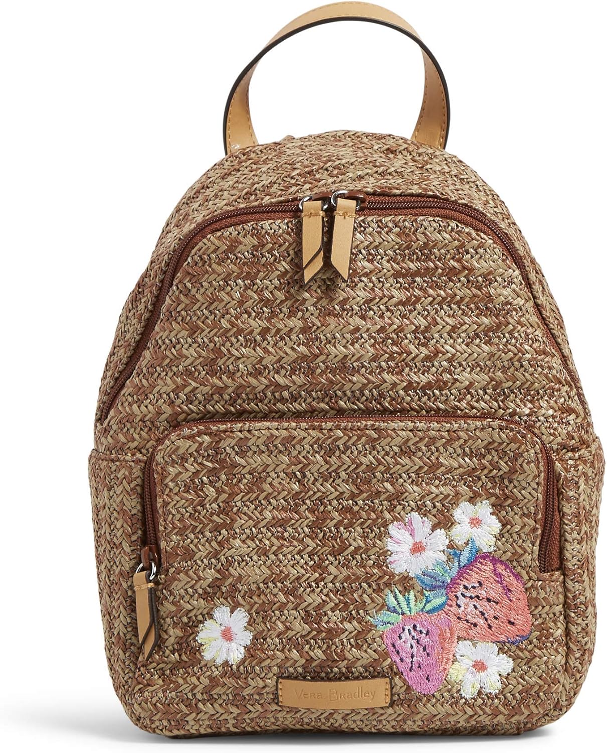 Vera Bradley Women's Straw Backpack, Dark Brown w/Fruit, One Size